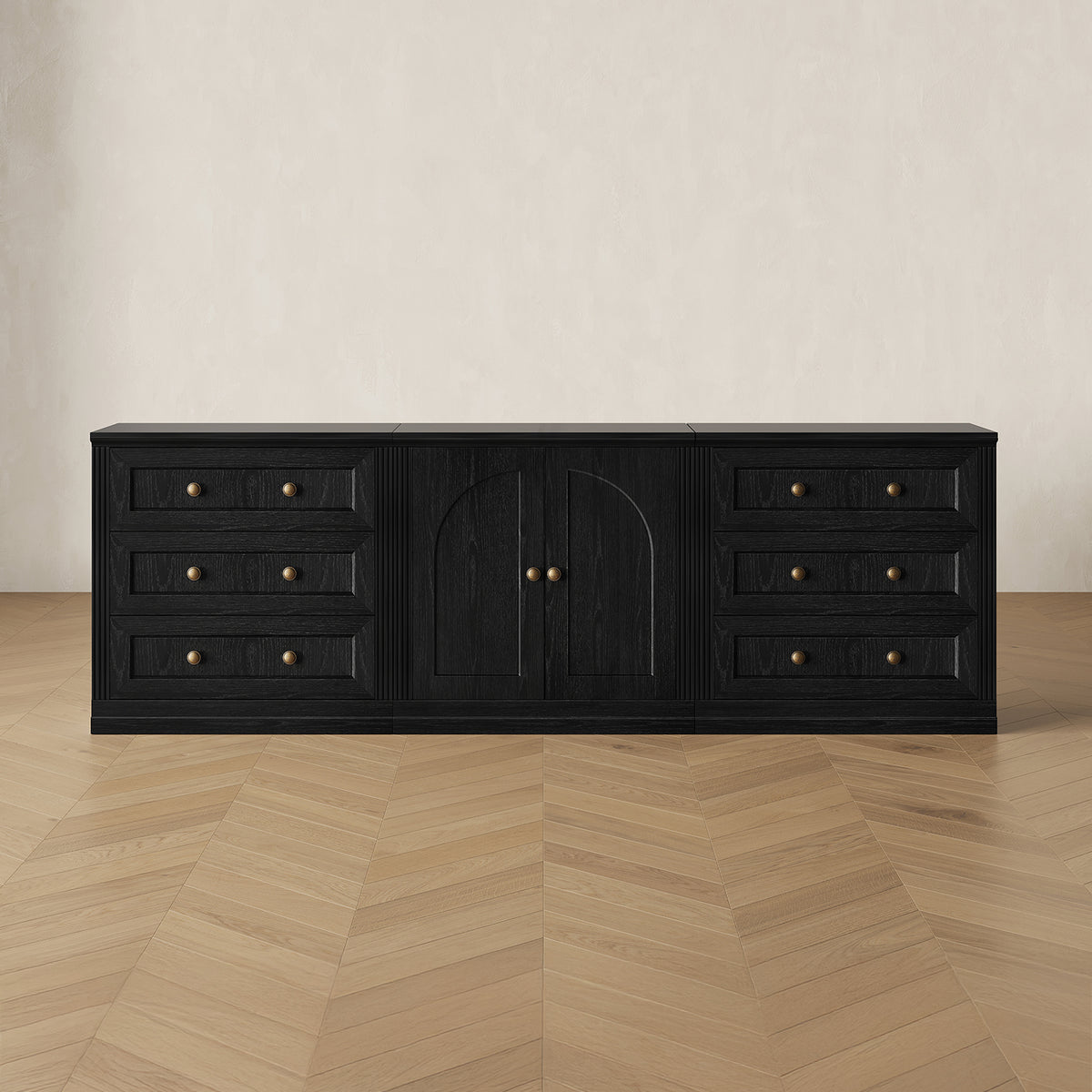 MONOS 3-piece base cabinet set in Black, front view