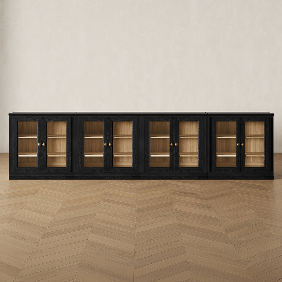 MONOS 4-piece base cabinet set in Black, front view