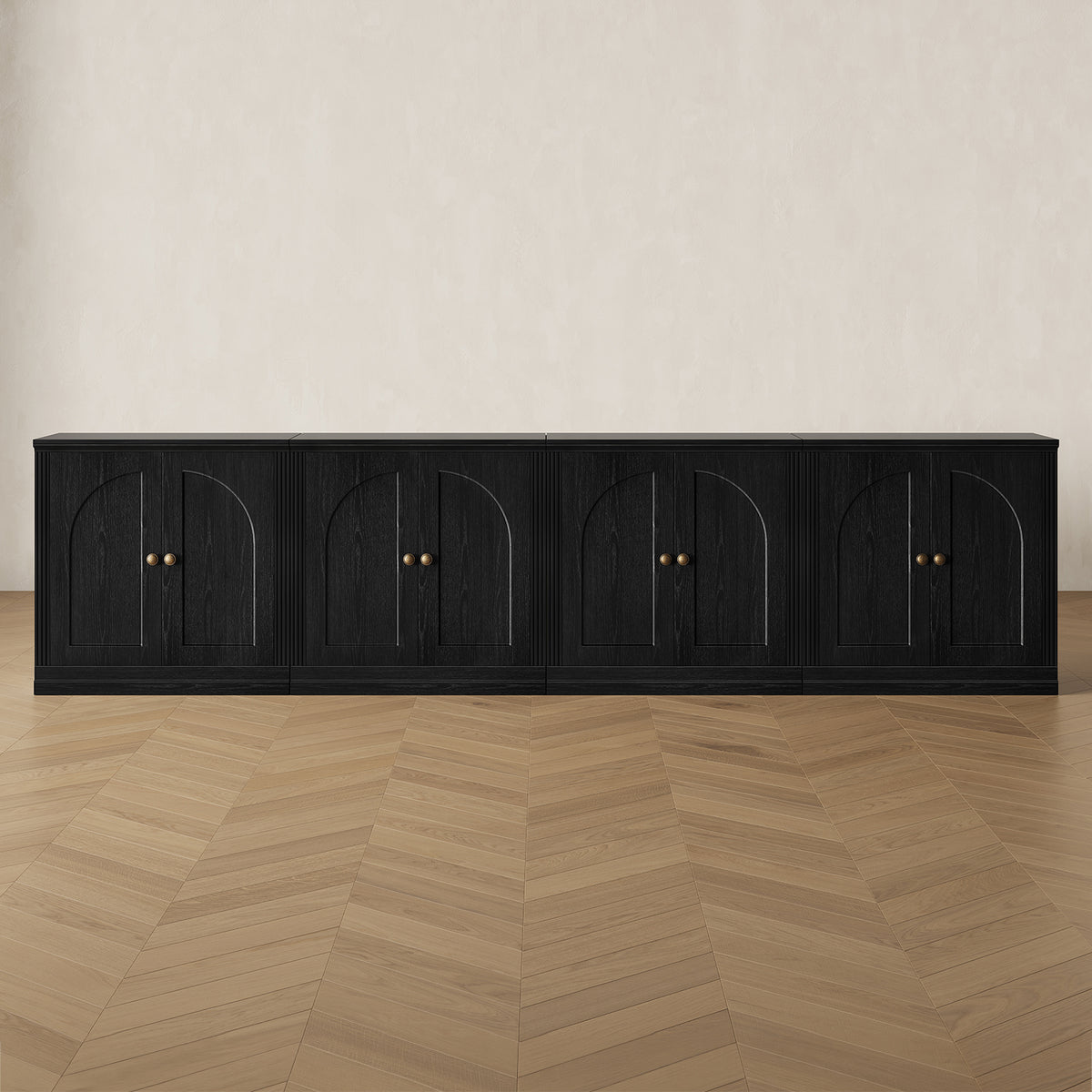 MONOS 4-piece base cabinet set in Black, front view
