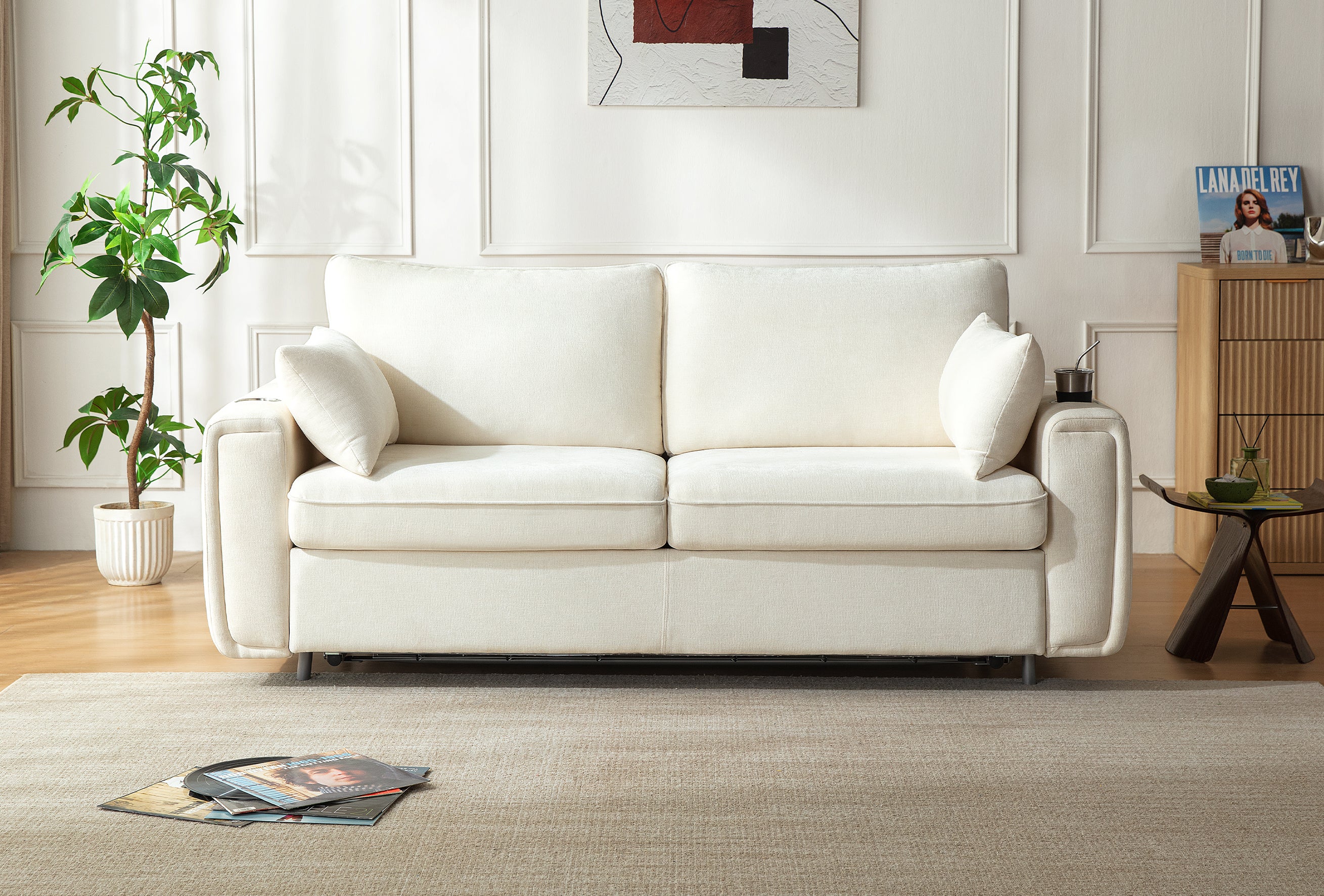 LUMI 2-in-1 Queen Sleeper Sofa with One-Pull Bed, USB Charging & RGB