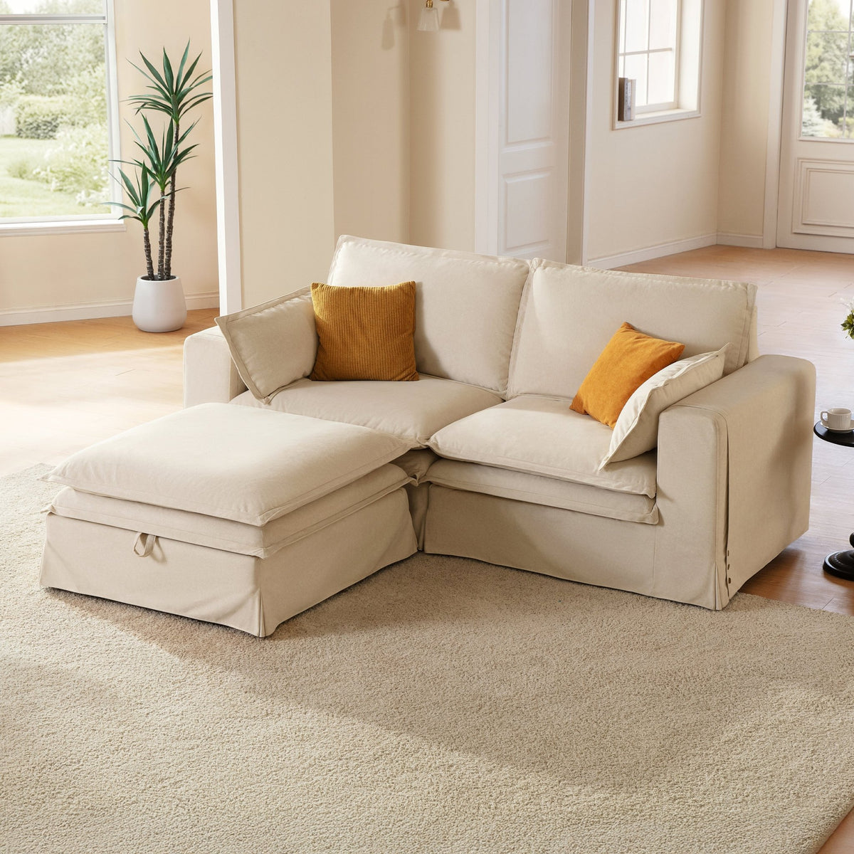 DUETTO Nano-Shield™ Fabric 2 Seats Loveseat + Ottoman
