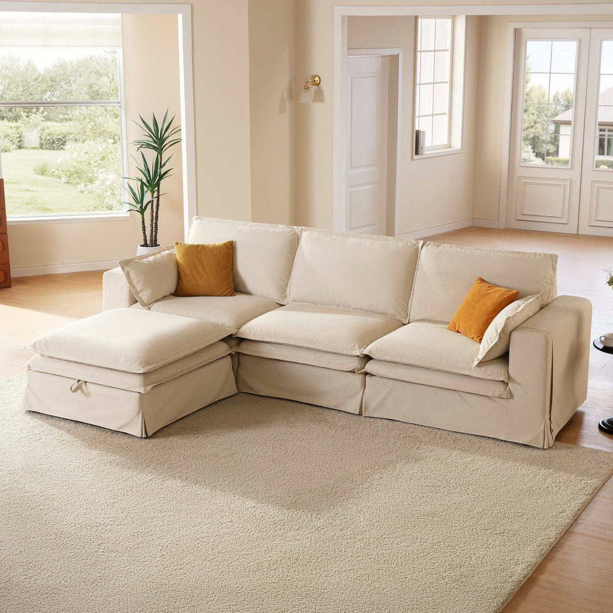 DUETTO Nano-Shield™ Fabric 4 Seats L Shape Sectional