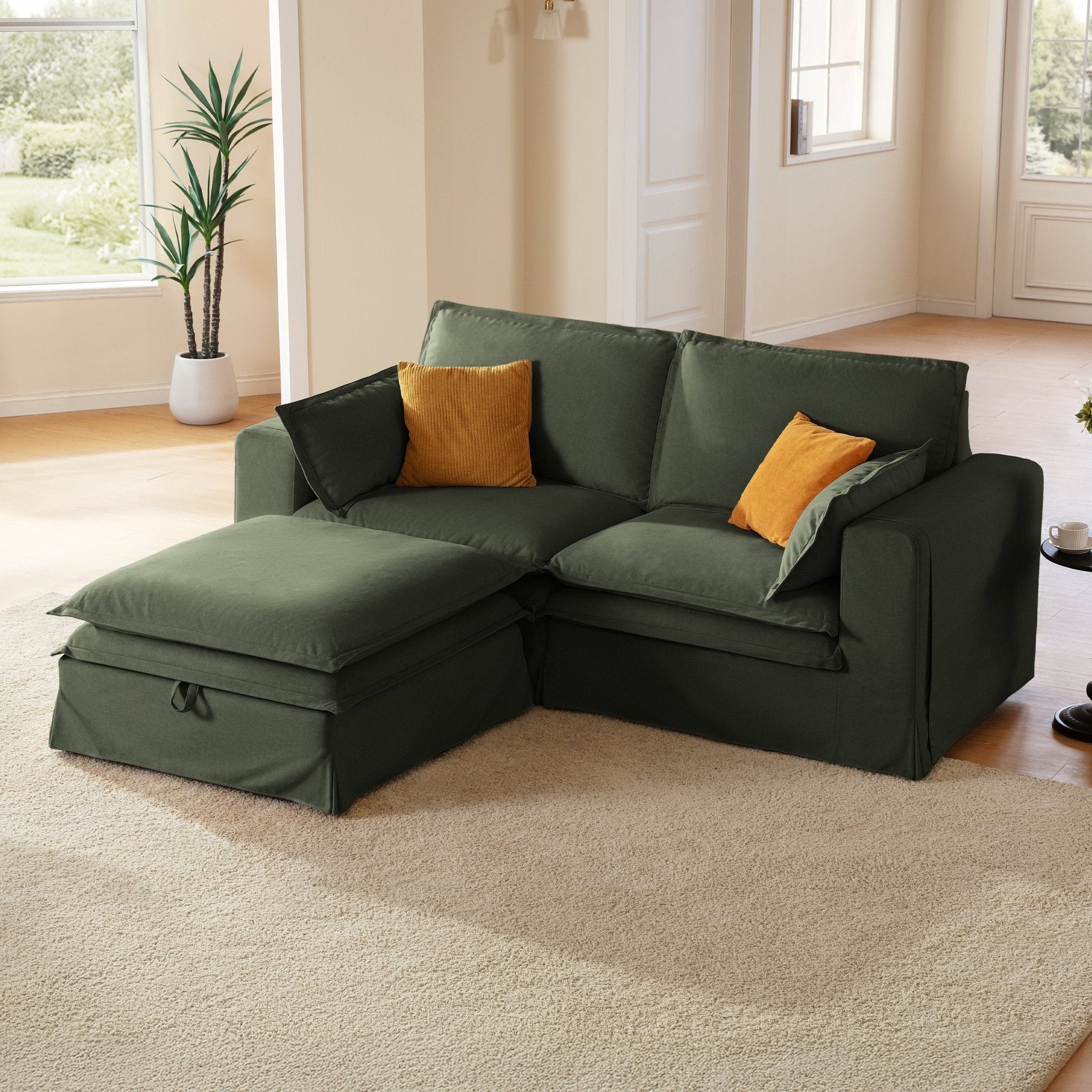 DUETTO Nano-Shield™ Fabric 2 Seats Loveseat + Ottoman