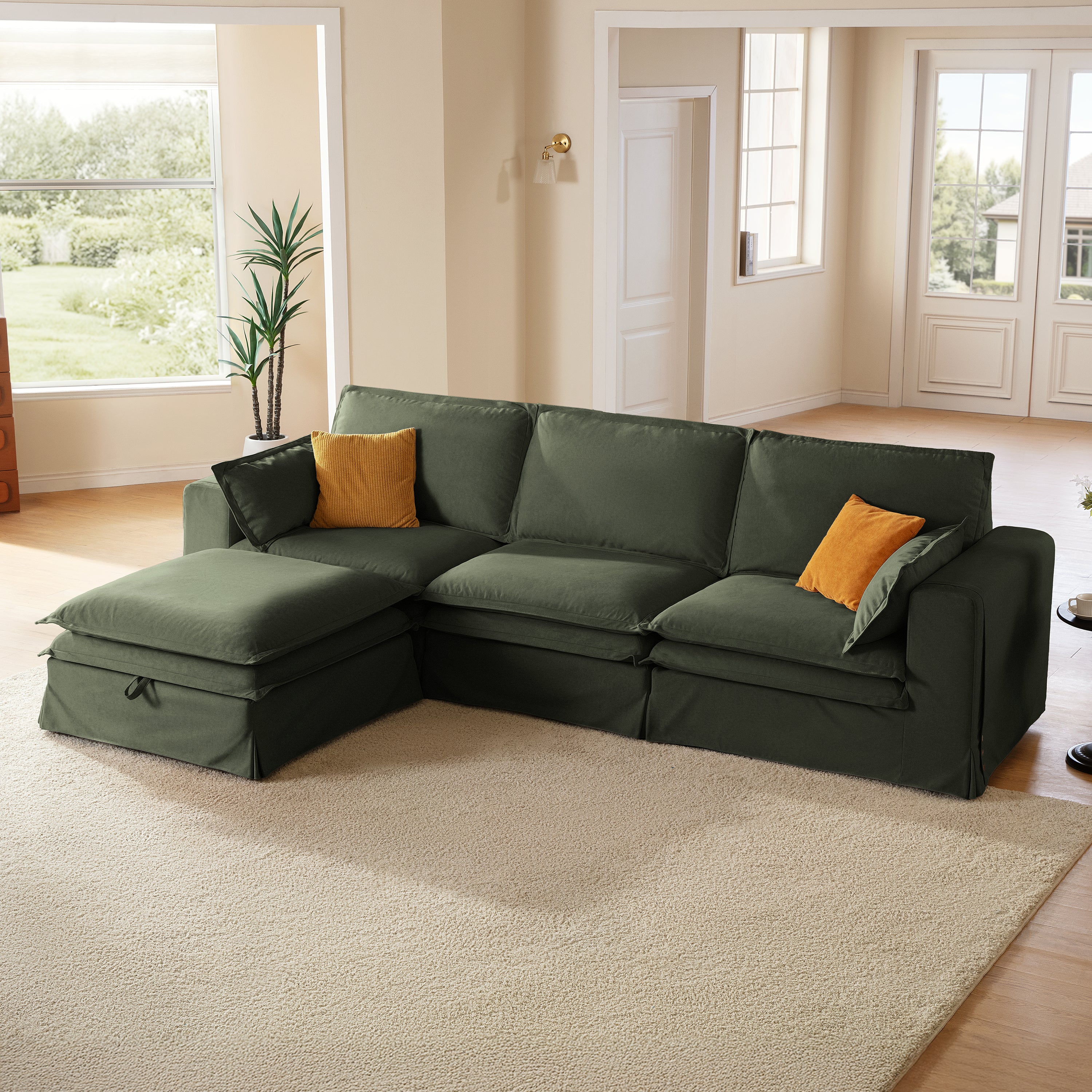 DUETTO Nano-Shield™ Fabric 4 Seats L Shape Sectional
