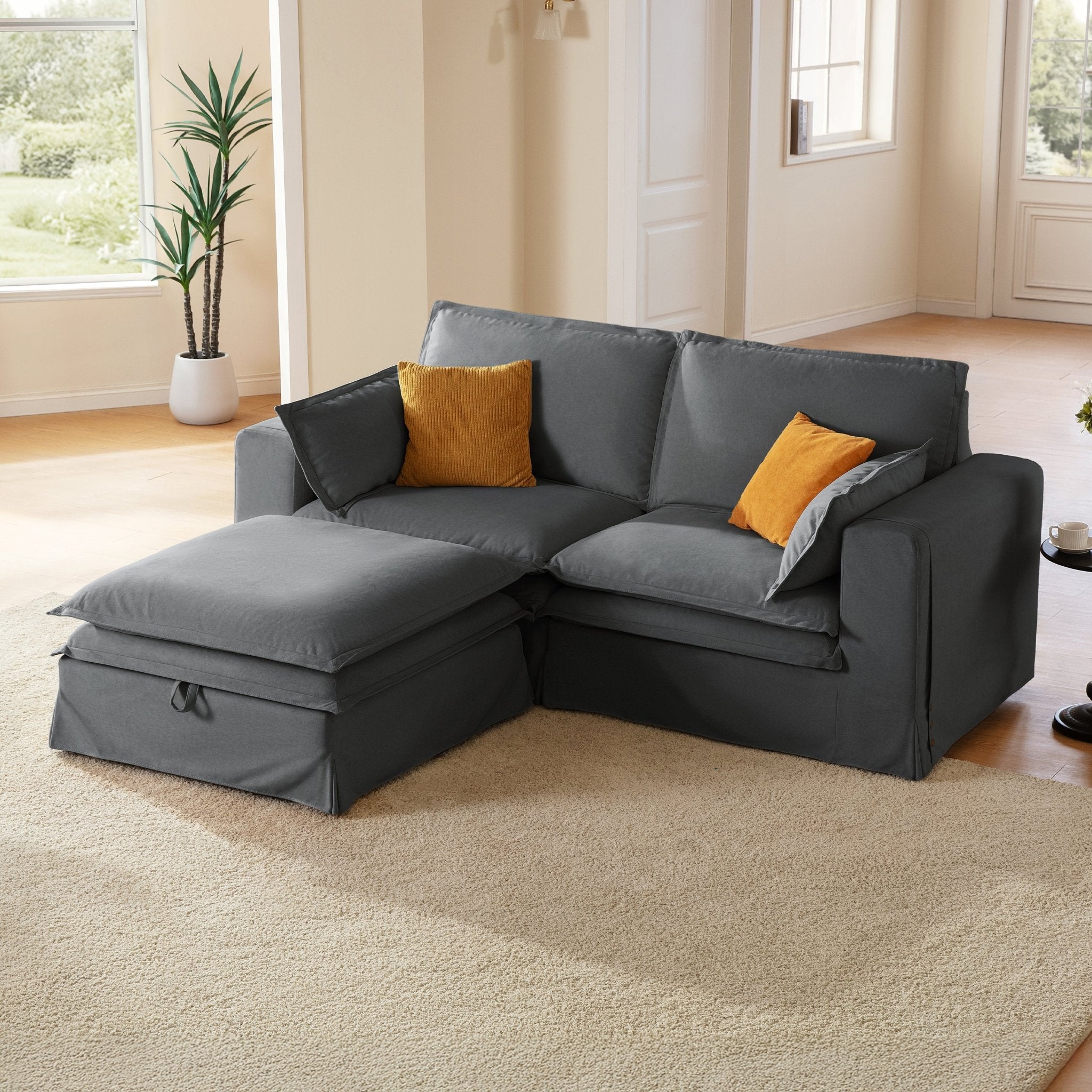 DUETTO Nano-Shield™ Fabric 2 Seats Loveseat + Ottoman