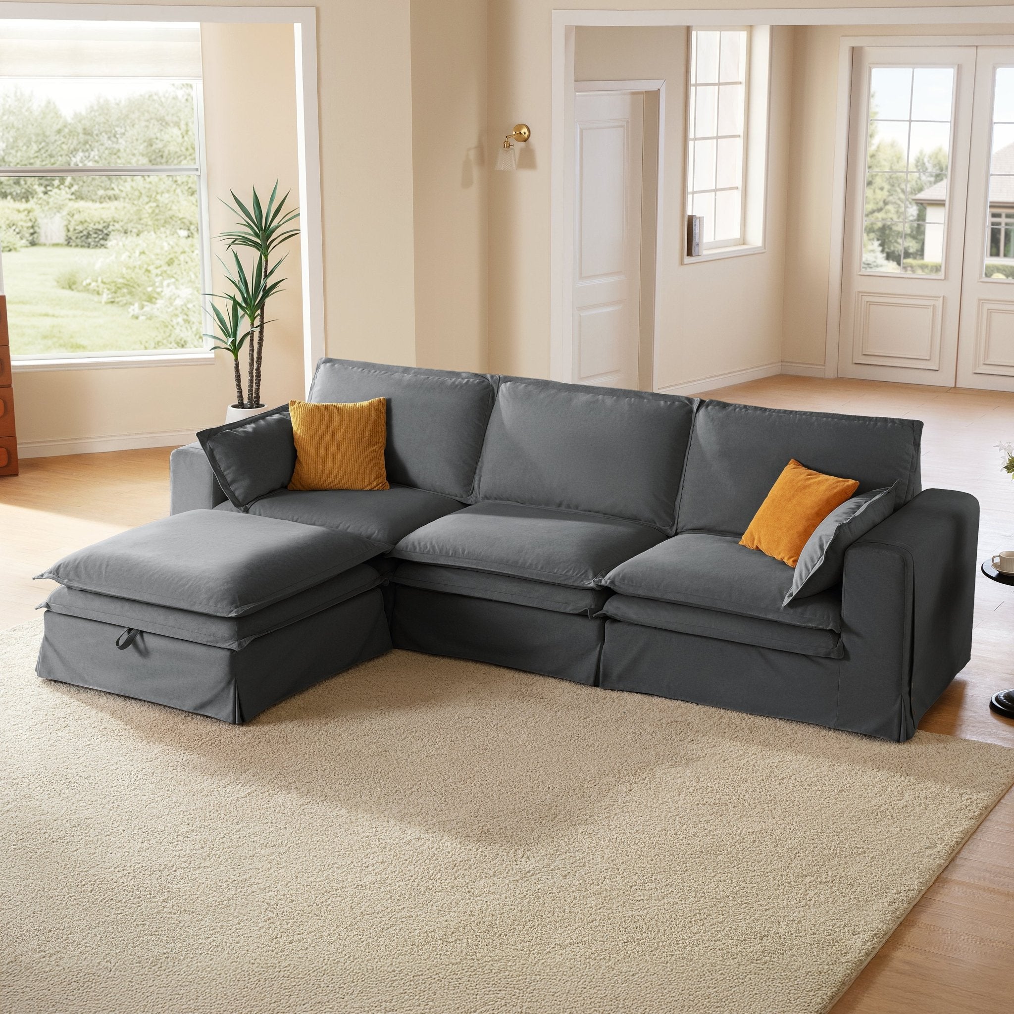 DUETTO Nano-Shield™ Fabric 4 Seats L Shape Sectional