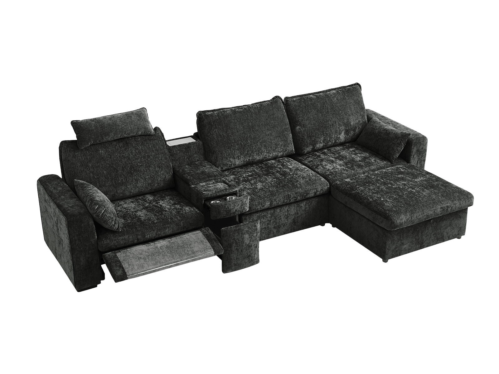 OLAR II 3 Seats (1 Power Recliner) with Console Table & Ottoman