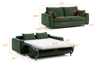 LUMI 2-in-1 Queen Sleeper Sofa with One-Pull Bed, USB Charging & RGB