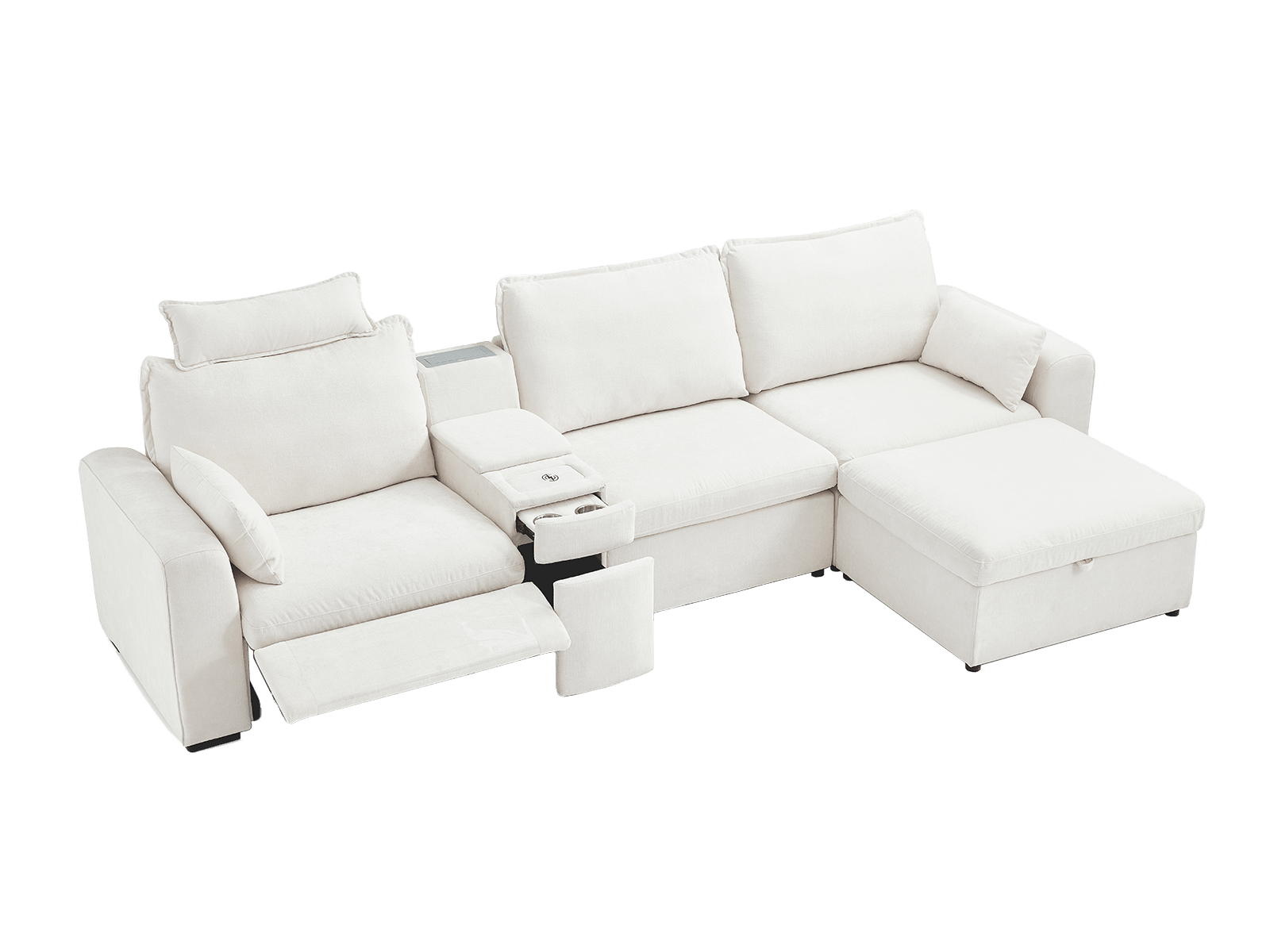 OLAR II 3 Seats (1 Power Recliner) with Console Table & Ottoman