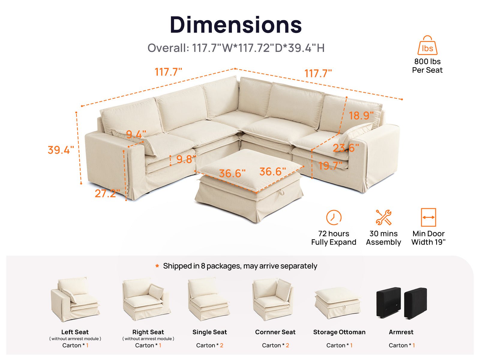 DUETTO Nano - Shield™ Fabric 5 Seats with Ottoman