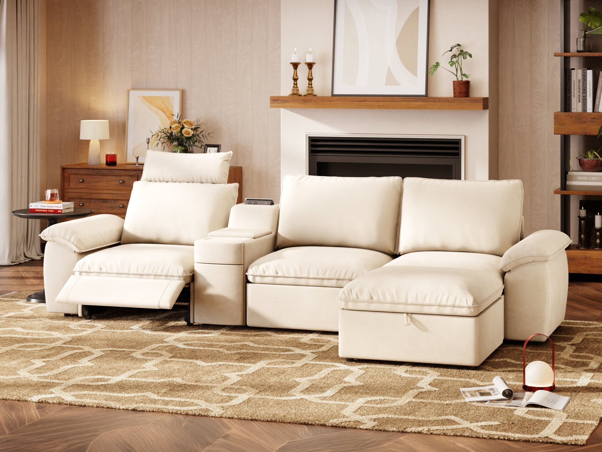 SOMA Prestige 4 Seat L - shaped, with Recliner & Console | Nap Armrests