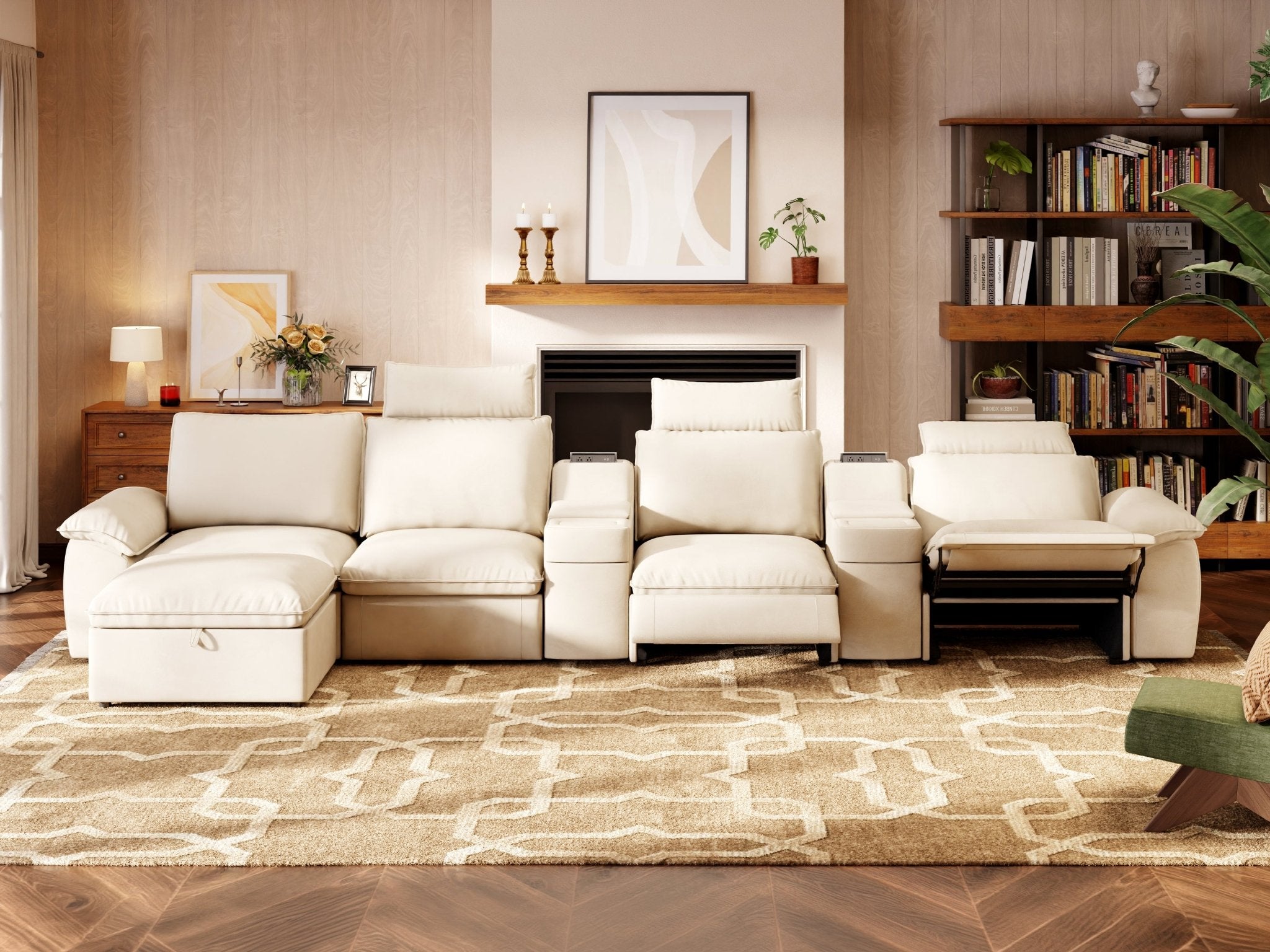 SOMA Prestige 5 Seat L - shaped, with 3 Recliners & 2 Consoles | Nap Armrests