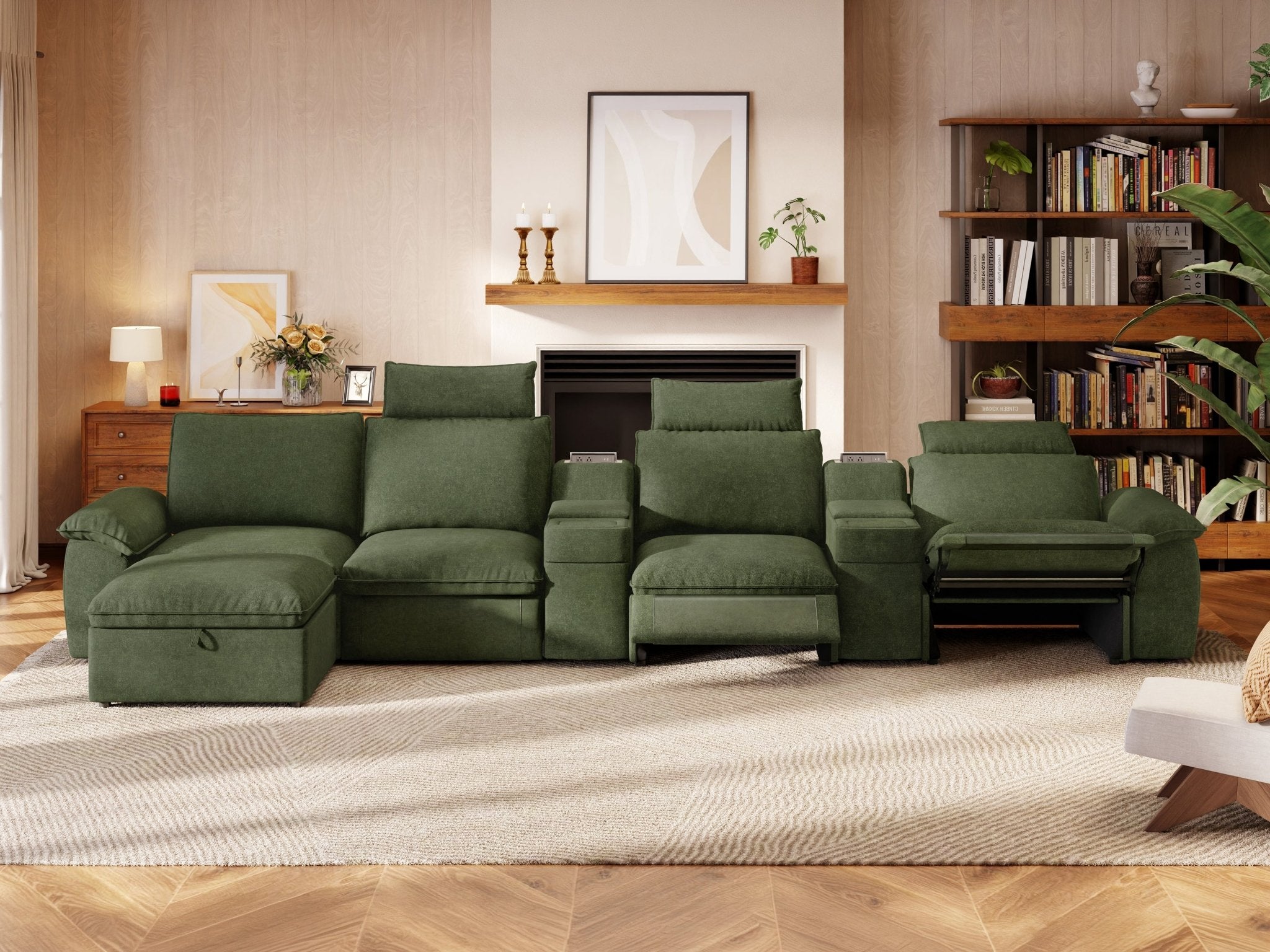 SOMA Prestige 5 Seat L - shaped, with 3 Recliners & 2 Consoles | Nap Armrests