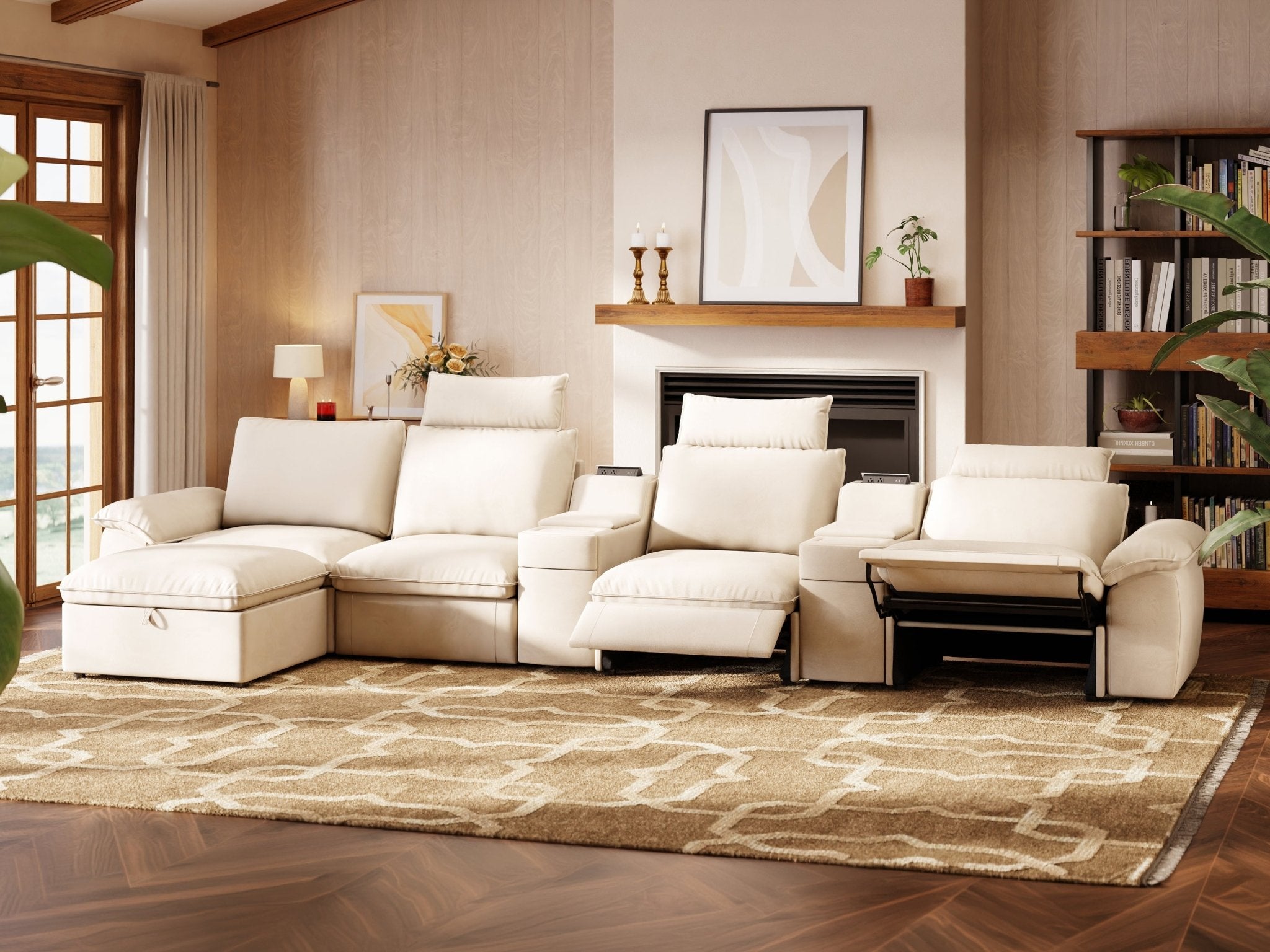 SOMA Prestige 5 Seat L - shaped, with 3 Recliners & 2 Consoles | Nap Armrests
