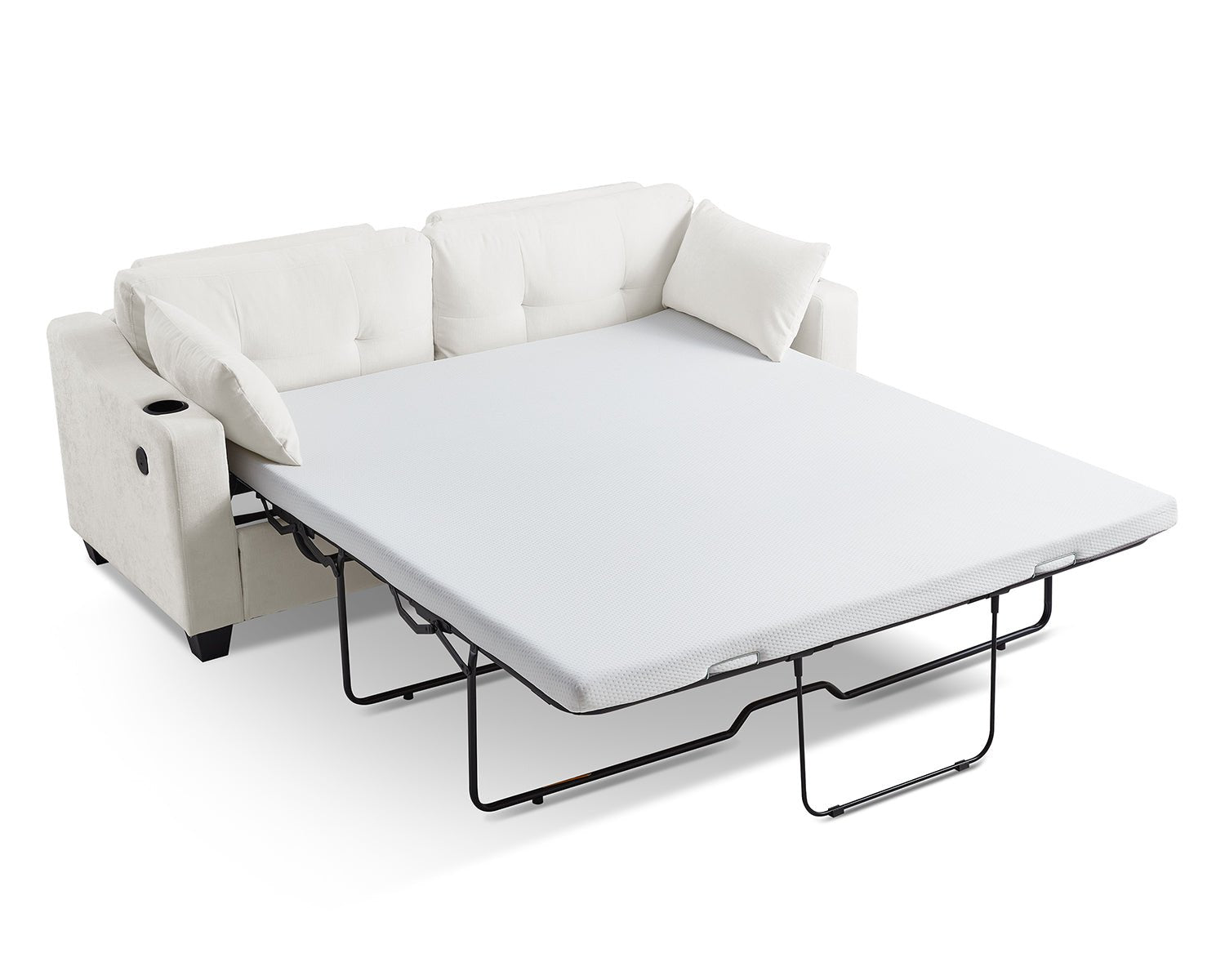 CURLIN Full Size 2IN1 Chenille Pull Out Sofa Bed (Beige)