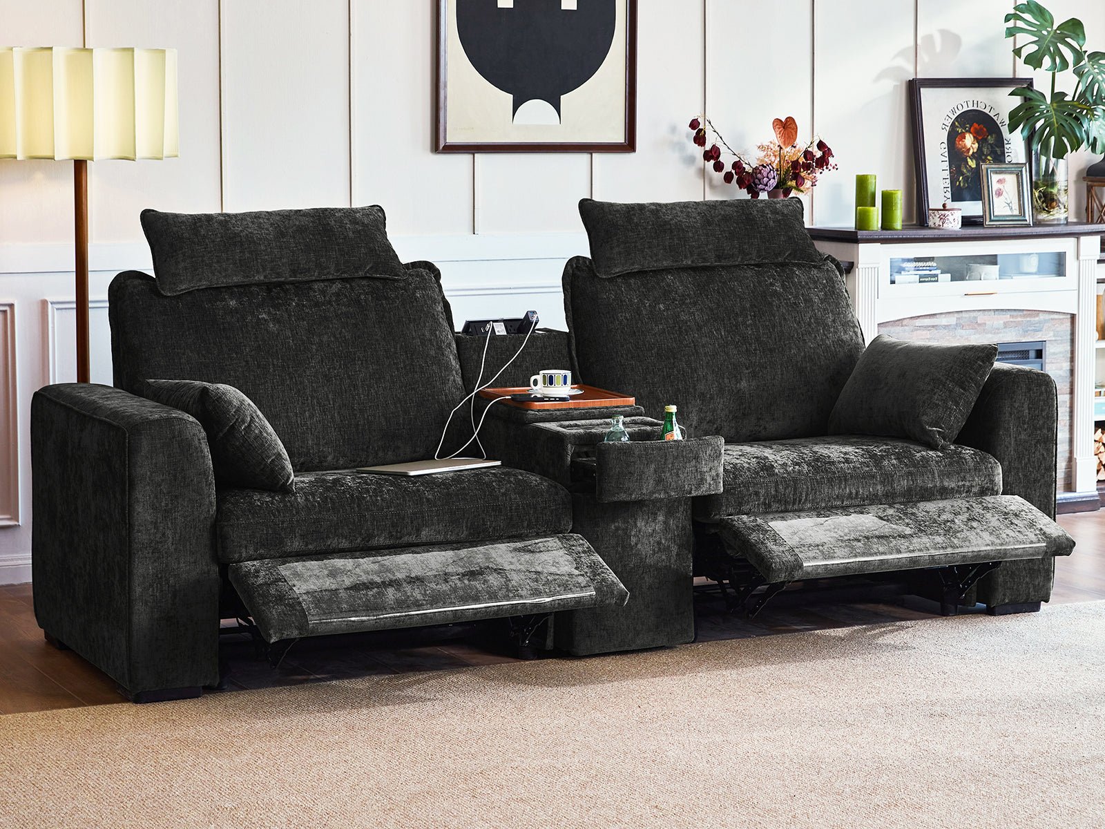 OLAR II 2 Seats with Console Table & Power Recliner