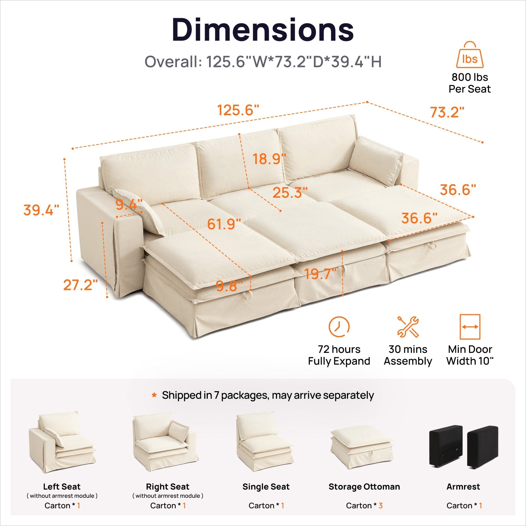 DUETTO Nano-Shield™ Fabric 6 Seats Sleeper