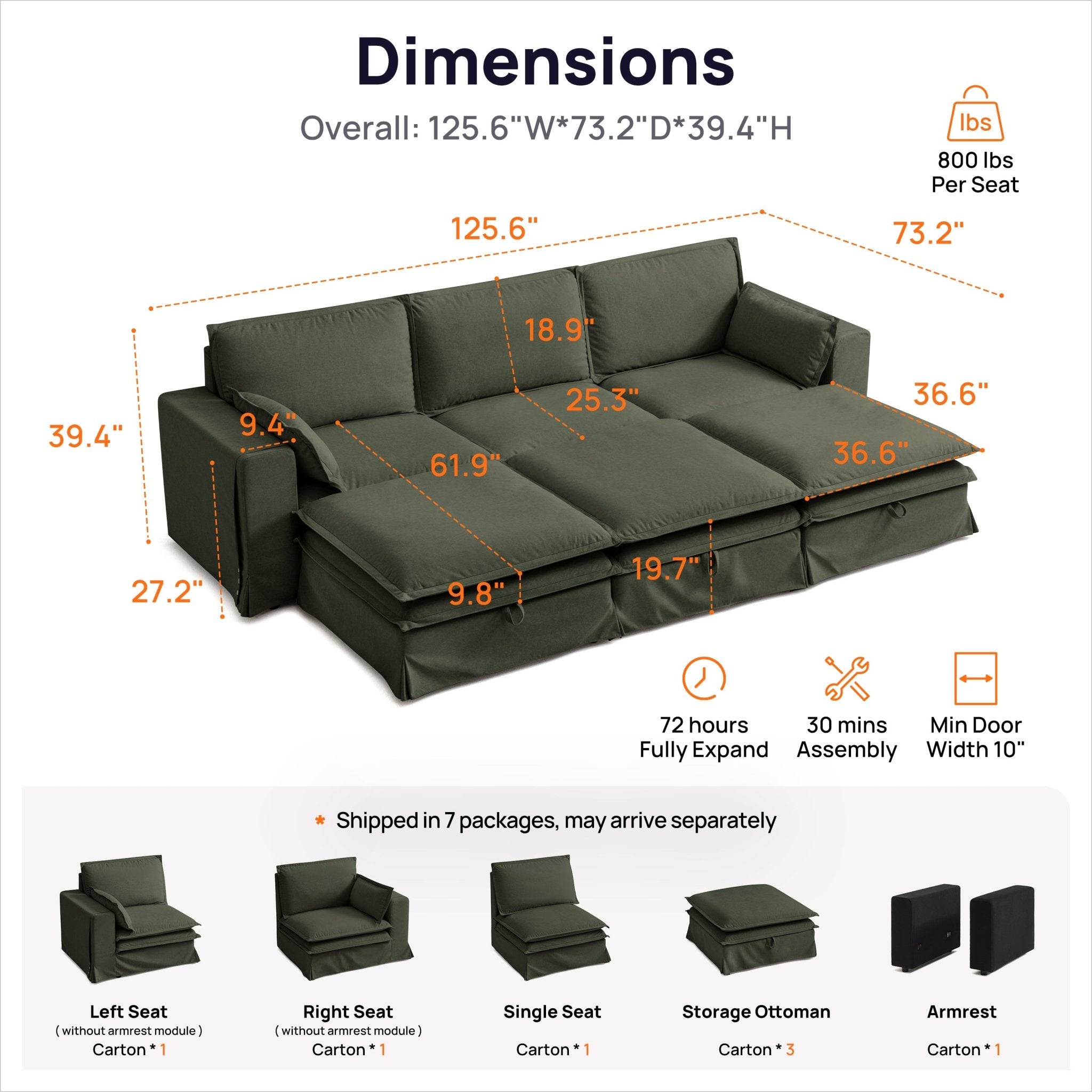 DUETTO Nano-Shield™ Fabric 6 Seats Sleeper