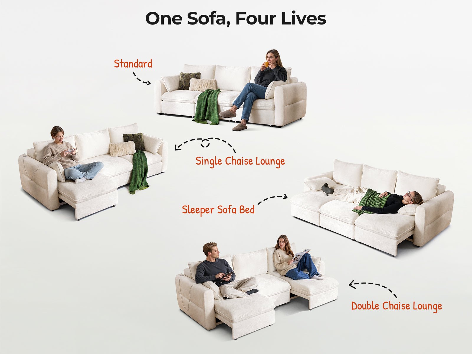 DOVA Oversized Electric Extendable Sofa Bed Dark Grey