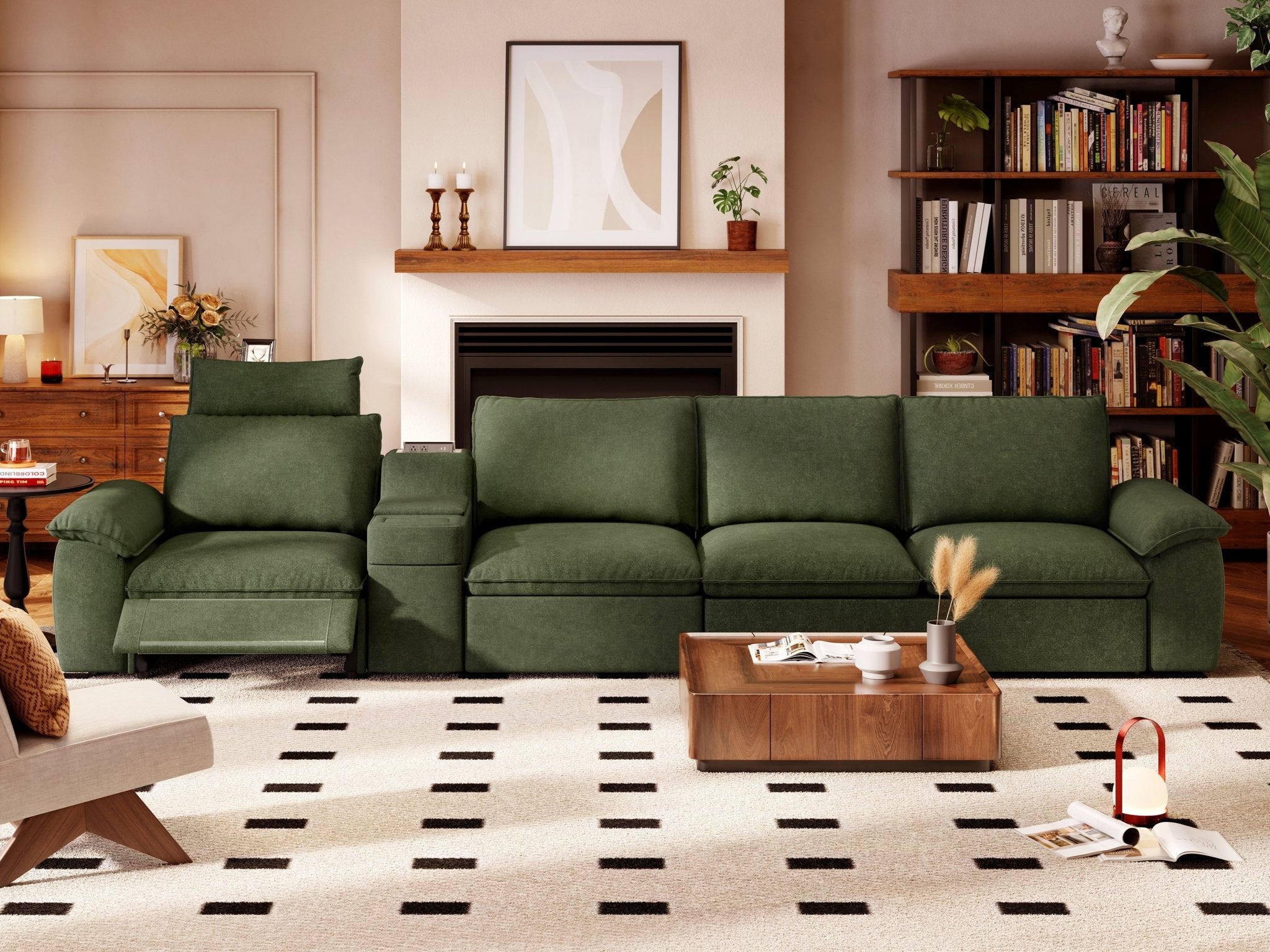 SOMA Oasis II 4 Seat L - shaped Versatile Recliner, with Hidden One - pull Sofa Bed | Nap Armrests