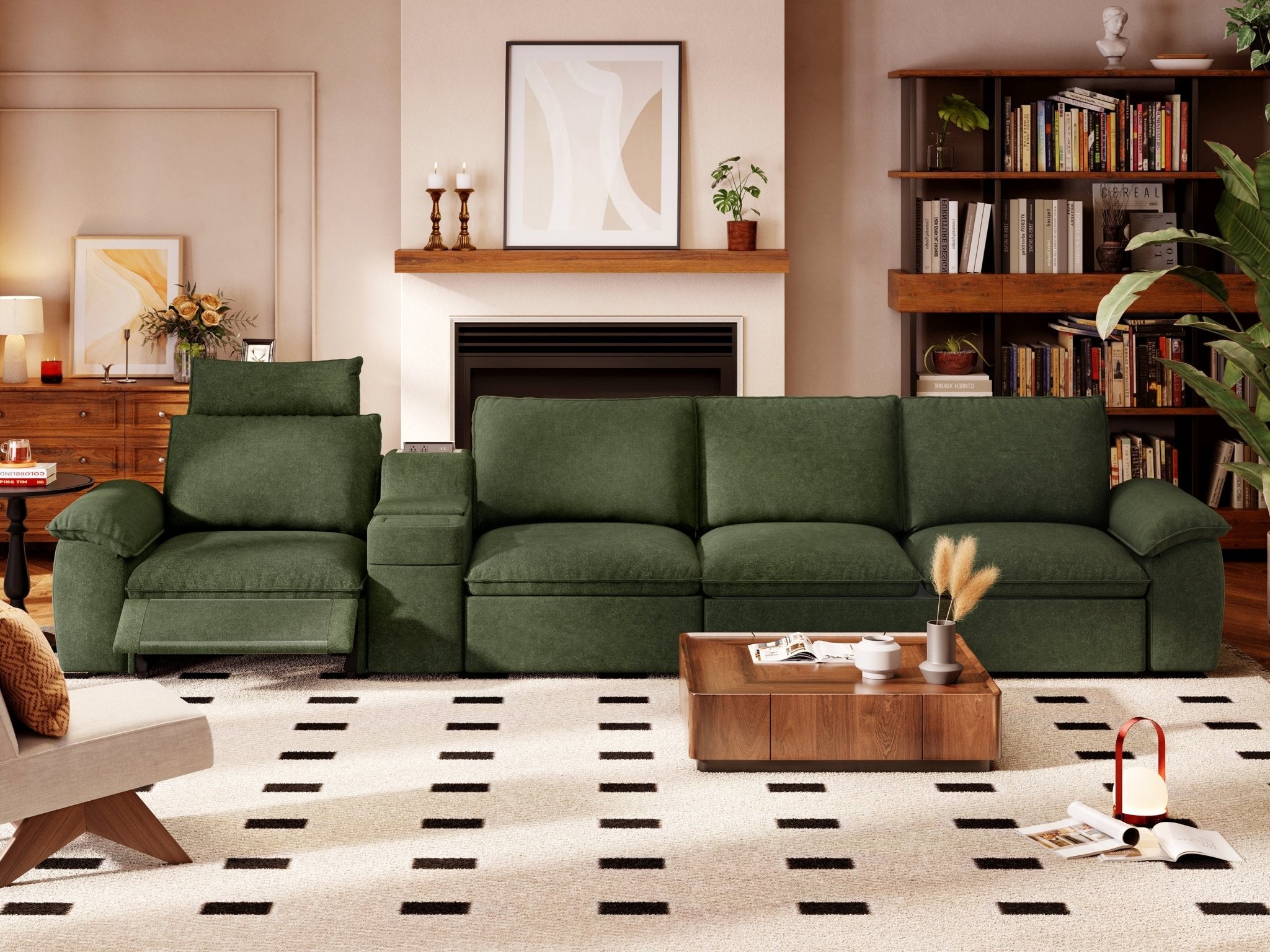 SOMA Oasis I 4 Seat L - shaped Versatile Recliner, with Hidden Sofa Bed | Nap Armrests