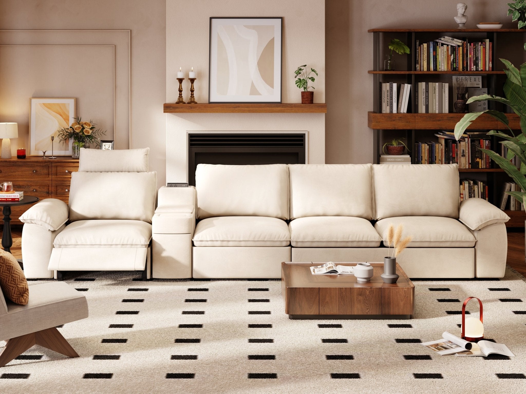 SOMA Oasis I 4 Seat L - shaped Versatile Recliner, with Hidden Sofa Bed | Nap Armrests