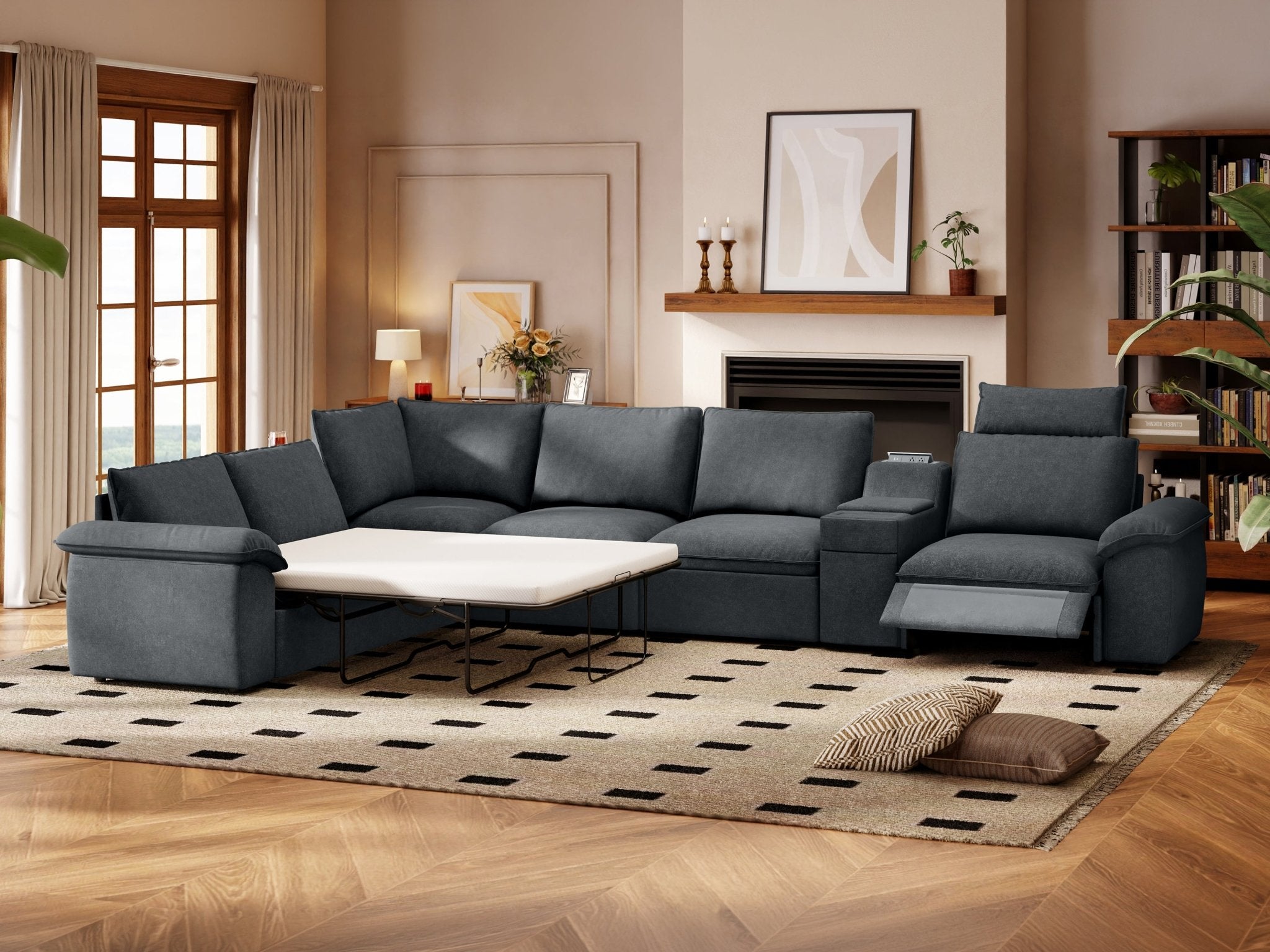 SOMA Oasis I 7 Seat V - shaped Versatile Recliner, with Hidden Sofa Bed | Nap Armrests