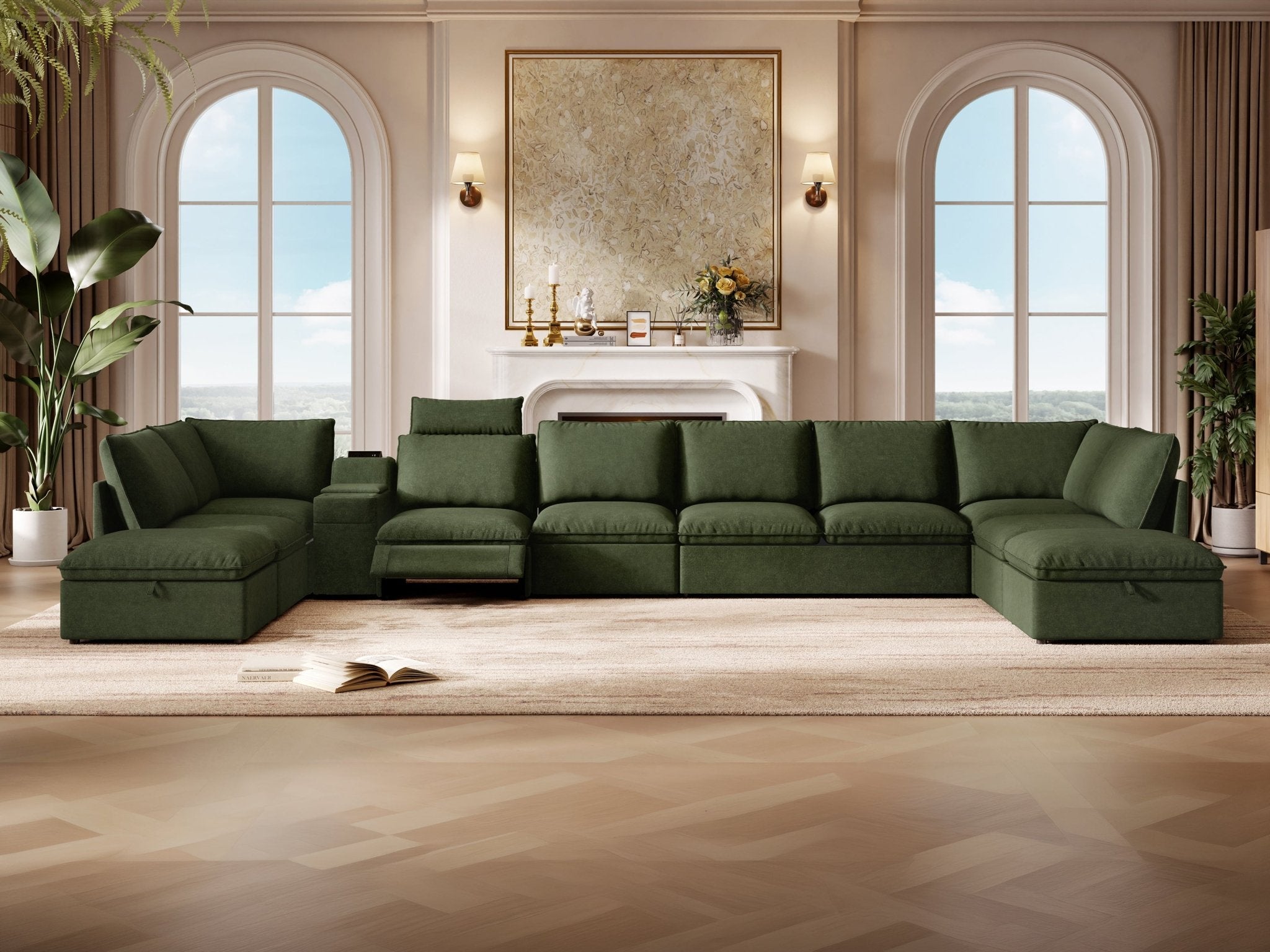 SOMA Oasis II 10 Seat L - shaped Versatile Recliner, with Hidden One - pull Sofa Bed
