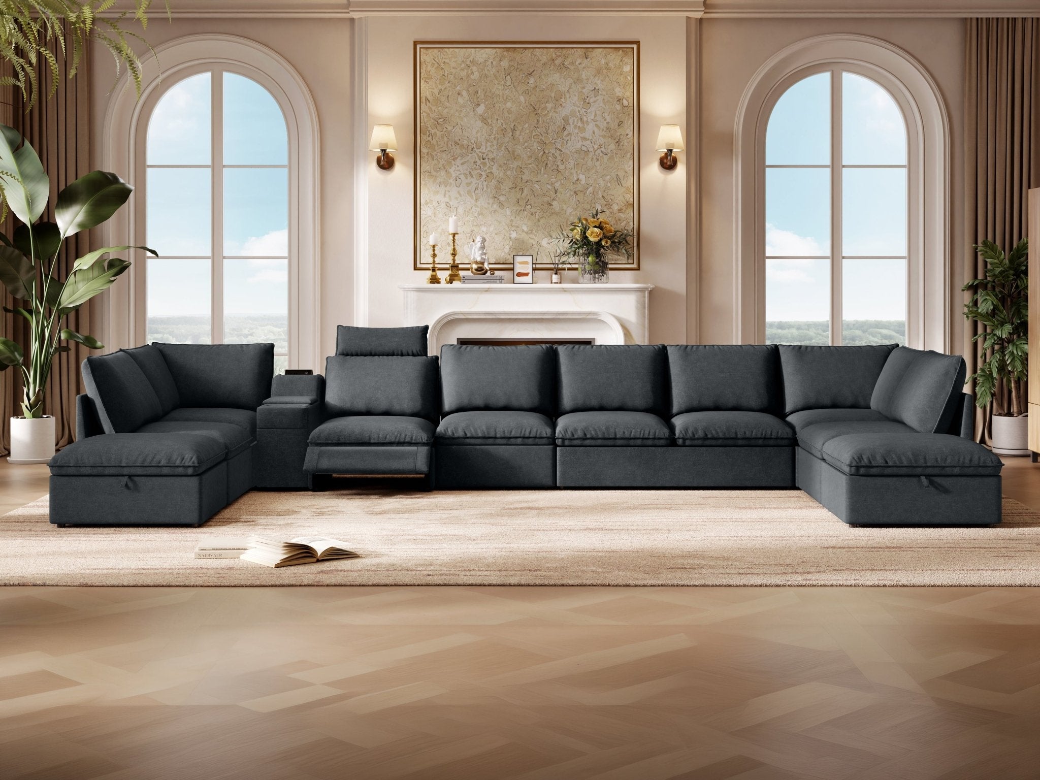 SOMA Oasis II 10 Seat L - shaped Versatile Recliner, with Hidden One - pull Sofa Bed