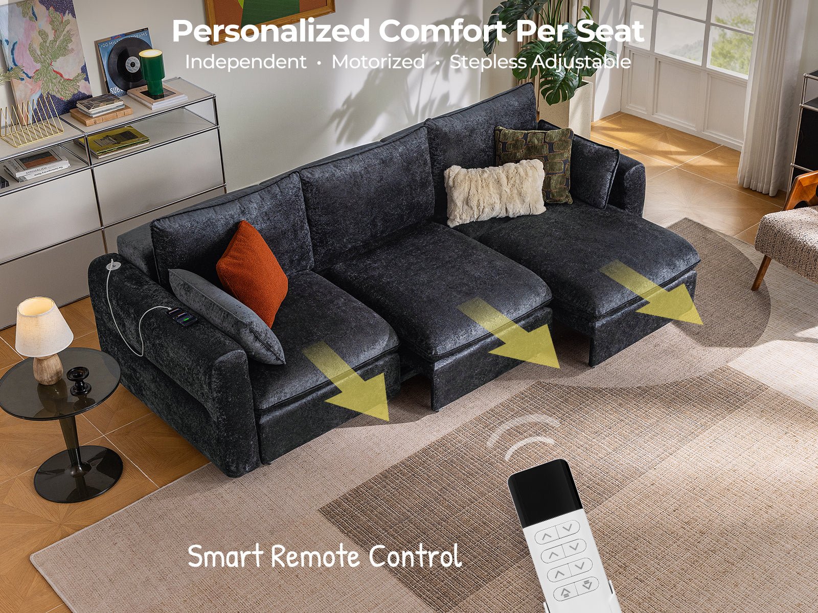 DOVA Oversized Electric Extendable Sofa Bed Dark Grey