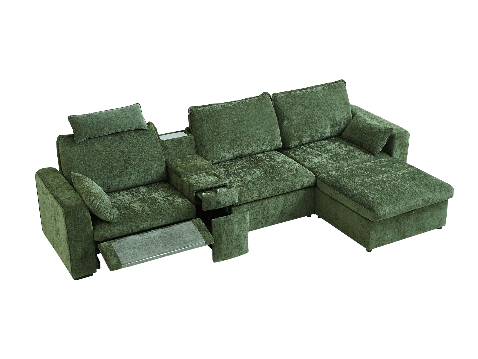 OLAR II 3 Seats (1 Power Recliner) with Console Table & Ottoman