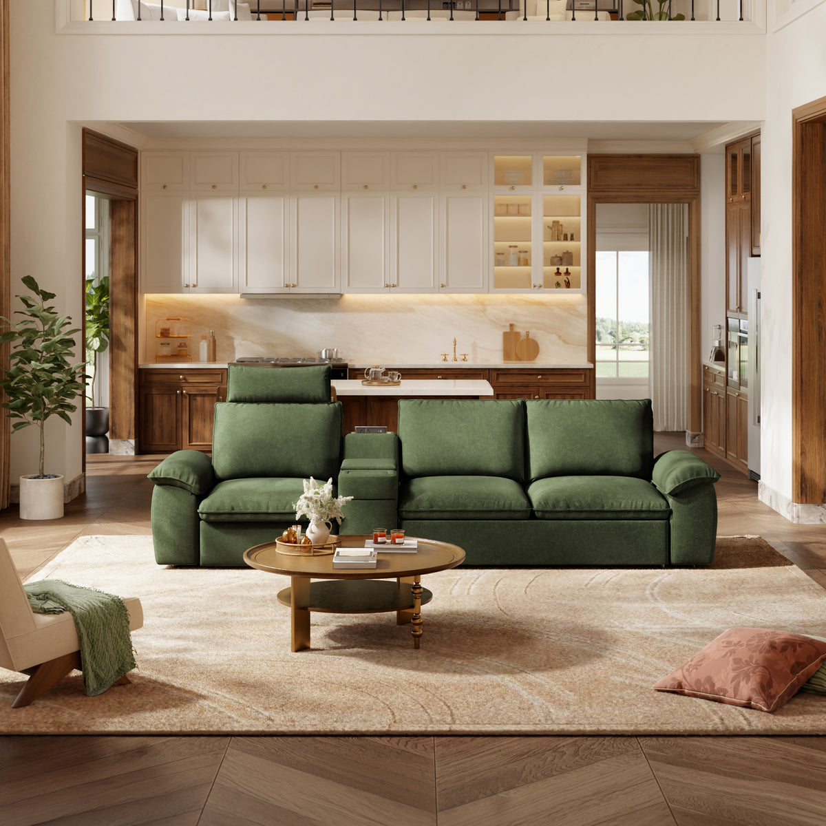 SOMA Oasis I 3 Seat Electric Sofa & Powered Console, with 2IN1 Hidden Sofa Bed | Nap Armrests
