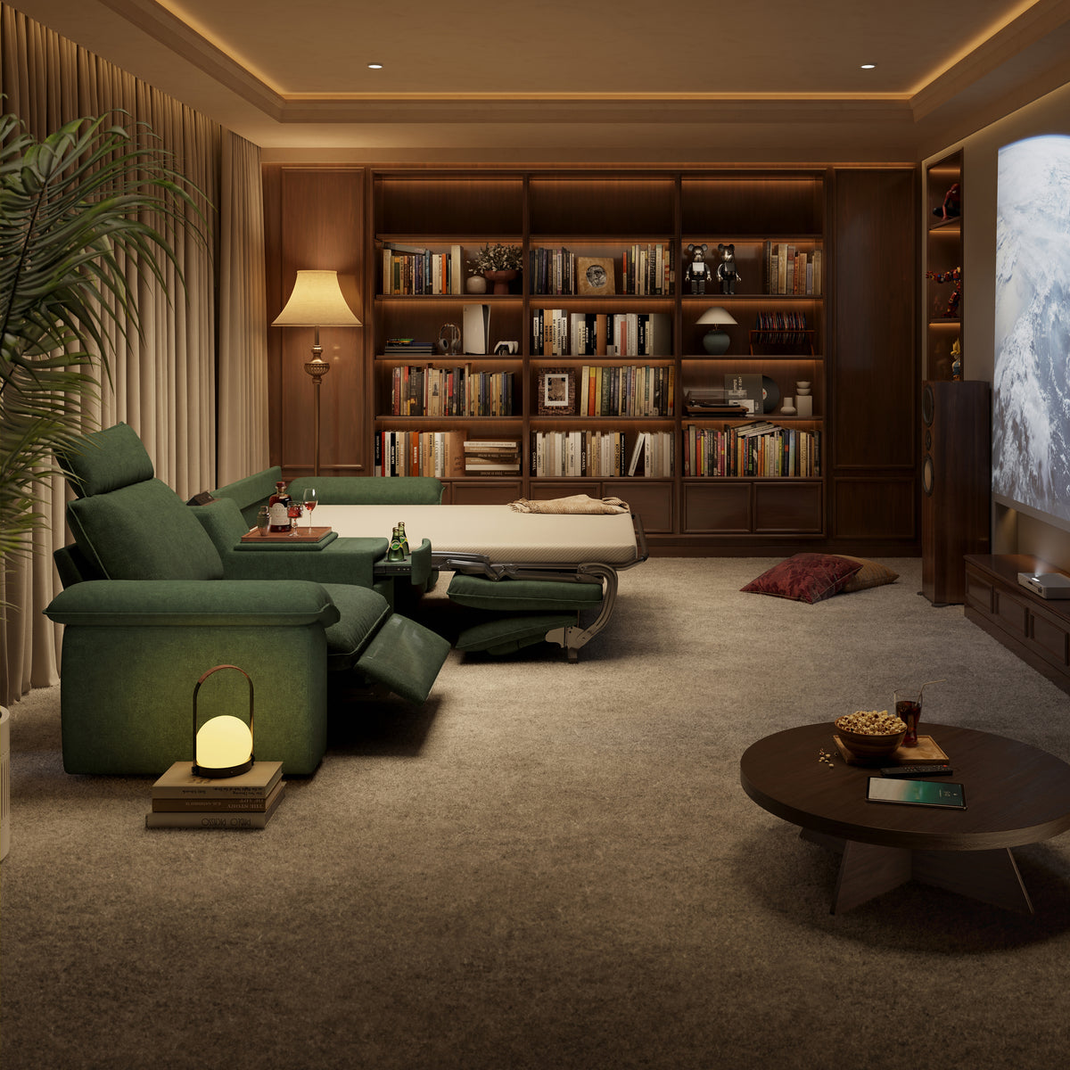 SOMA Oasis II 3 Seat Electric Sofa & Power Console, with Hidden One-pull Sofa Bed | Nap Armrests