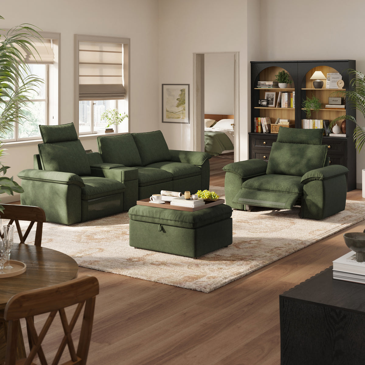 SOMA Prestige 5 Seat L-shaped, with Recliner & Power Console | Nap Armrests