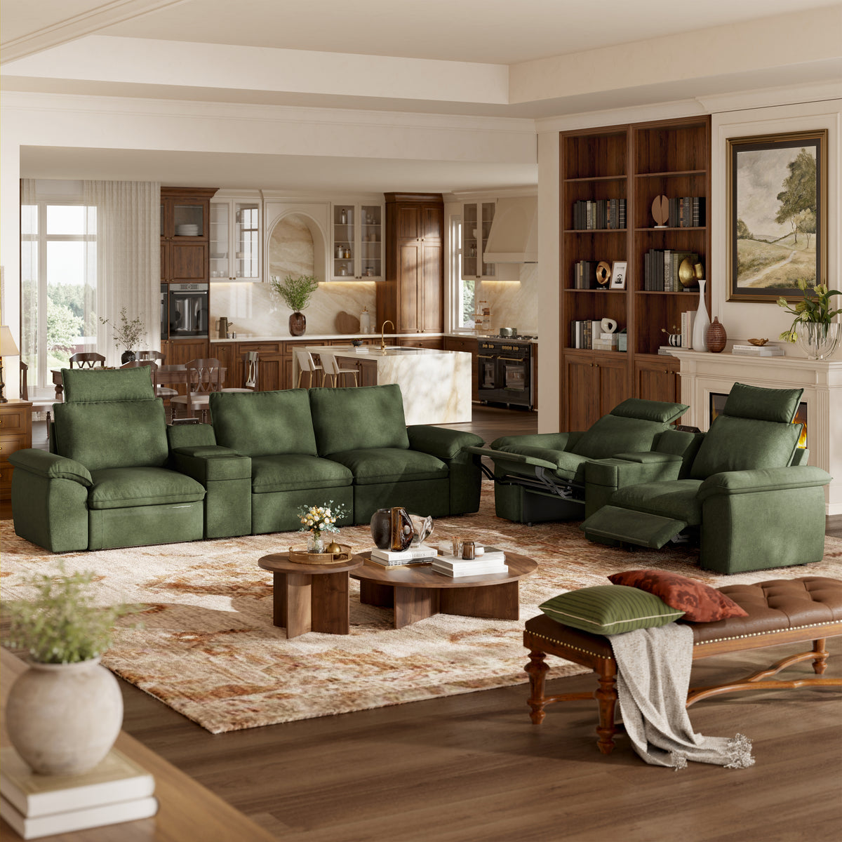 SOMA Bundles 6 Seat with 2 Recliners & 2 Power Consoles for Guest Room | Nap Armrests