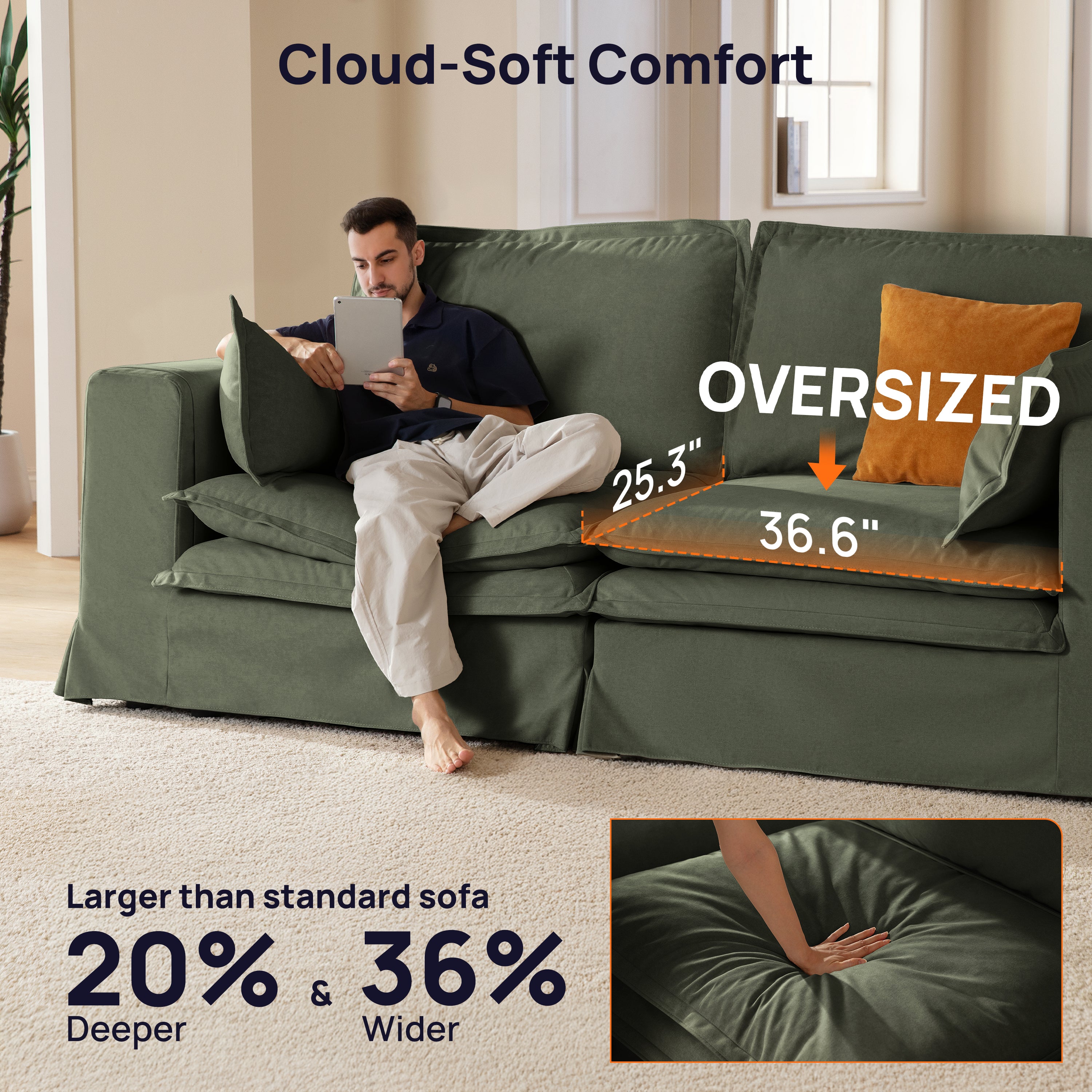 DUETTO Nano-Shield™ Fabric 4 Seats L Shape Sectional