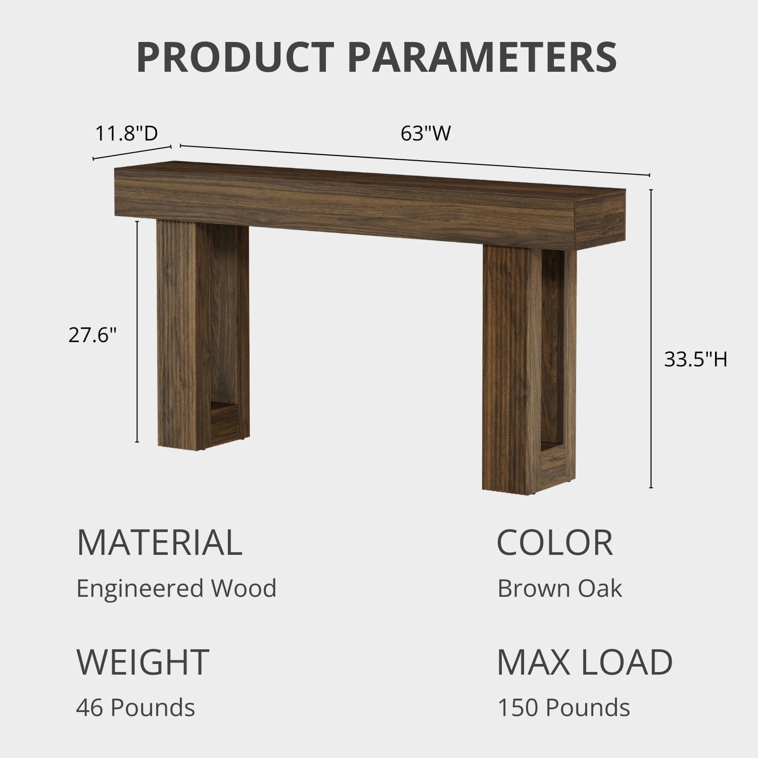 Fluted Console Table, Ribbed Entryway Table, Chunky Wood Hallway Table for Living Room