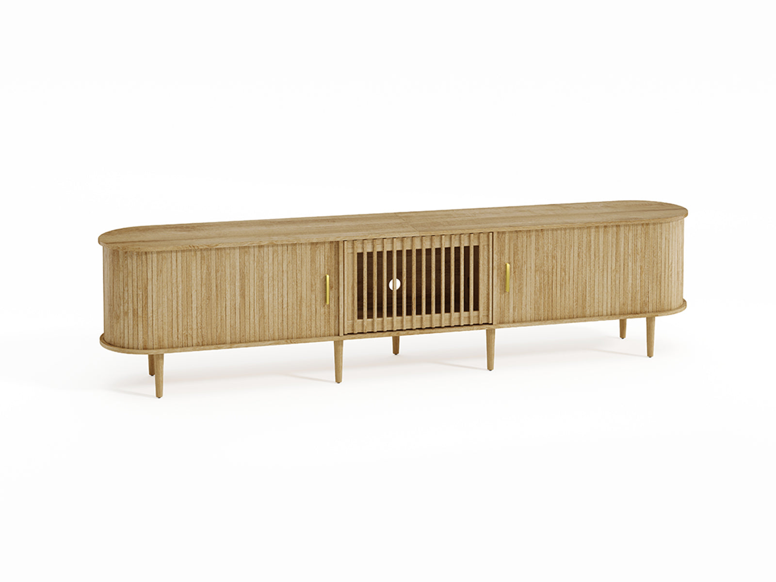 Morvex-94" Mid-Century Modern Tambour Door TV Stand
