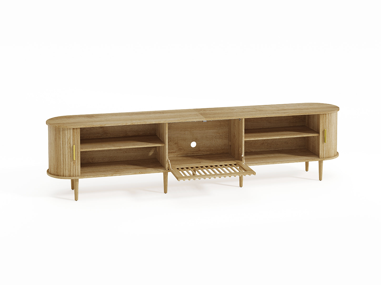 Morvex-94" Mid-Century Modern Tambour Door TV Stand