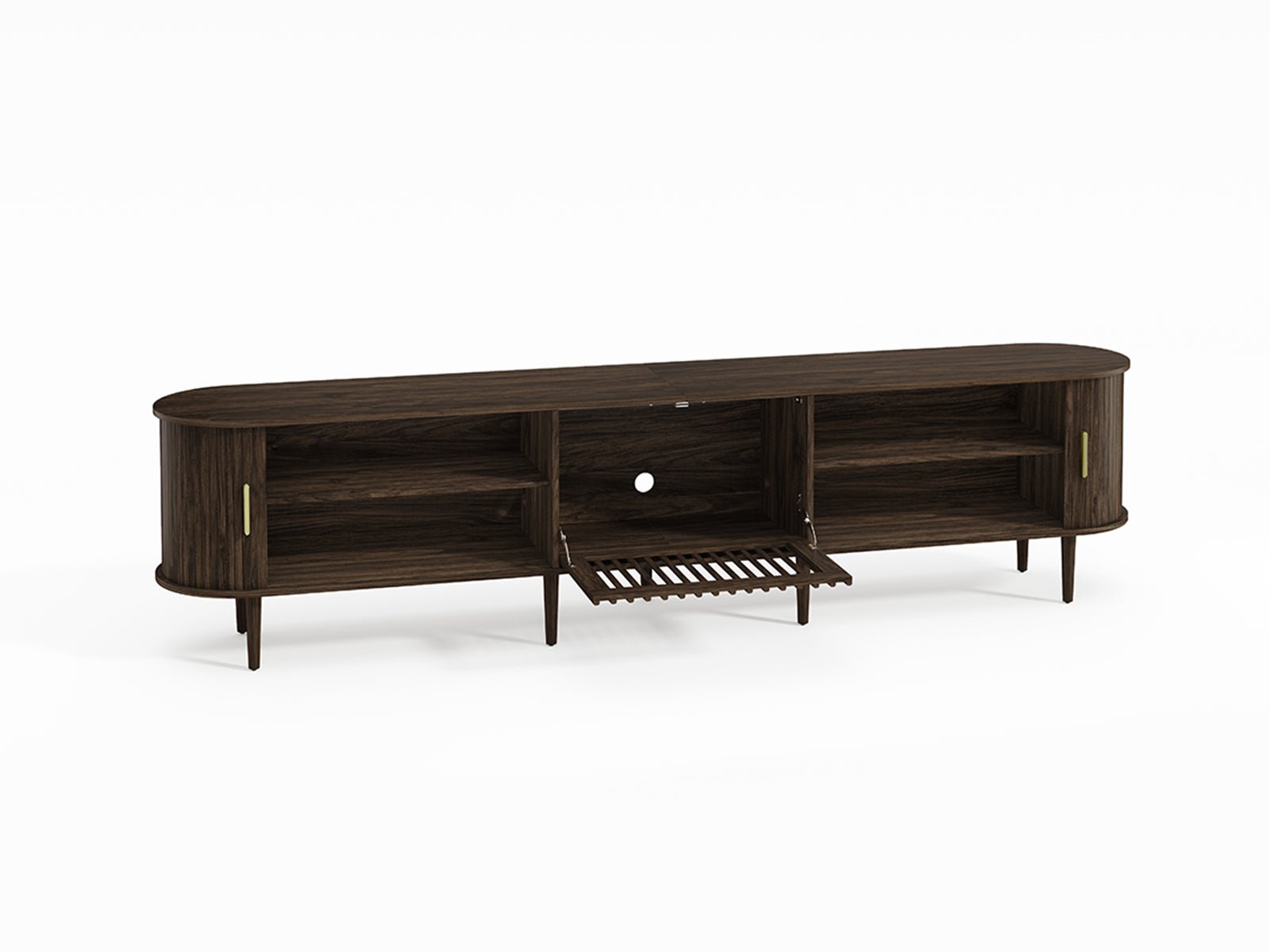 Morvex-94" Mid-Century Modern Tambour Door TV Stand