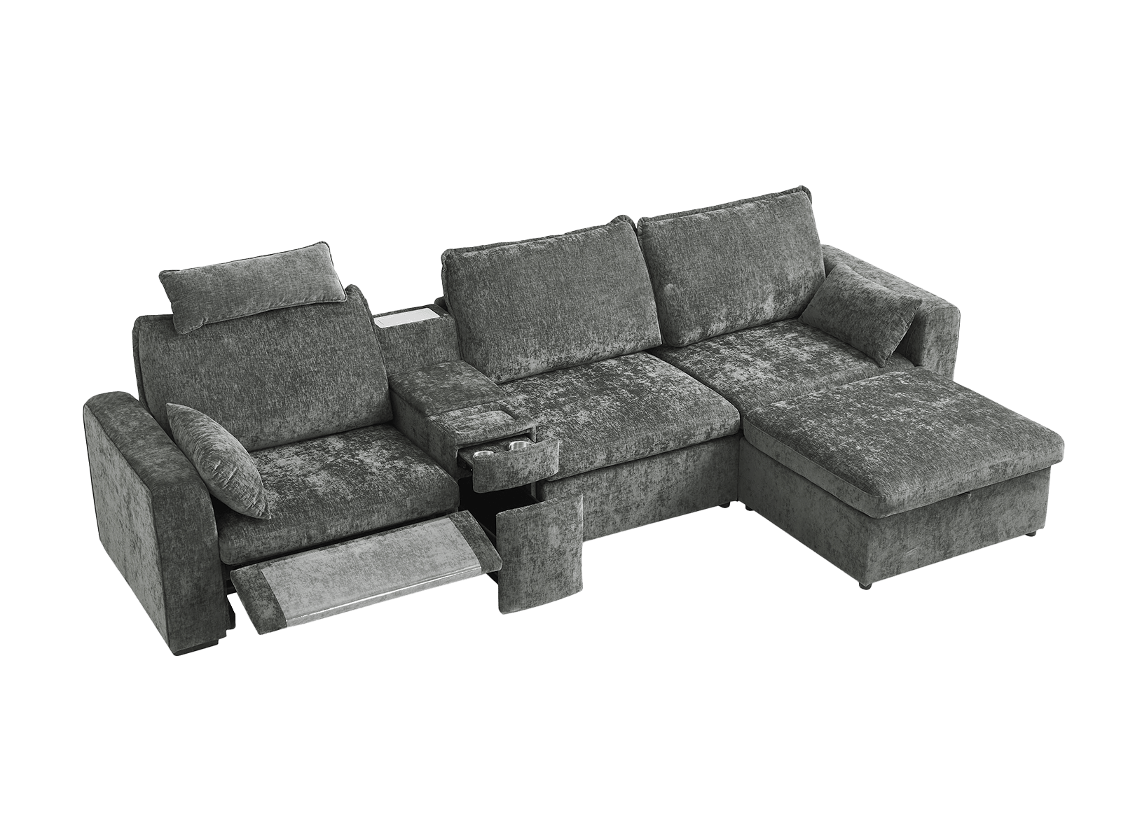 OLAR II 3 Seats (1 Power Recliner) with Console Table & Ottoman