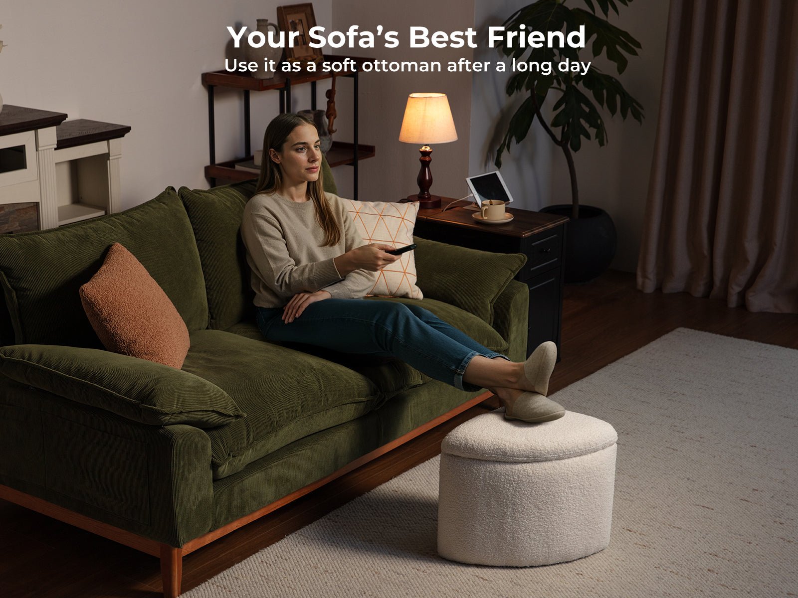 Madera Multi - Functional Coffee Table with Stools Natural&White