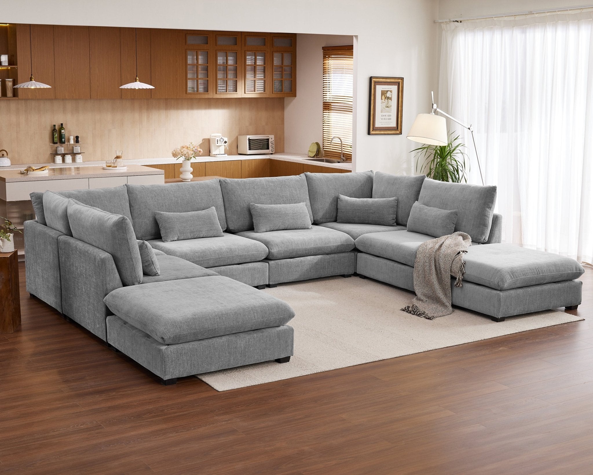 MONARCA Chenille 4 Seats with 4 Ottomans