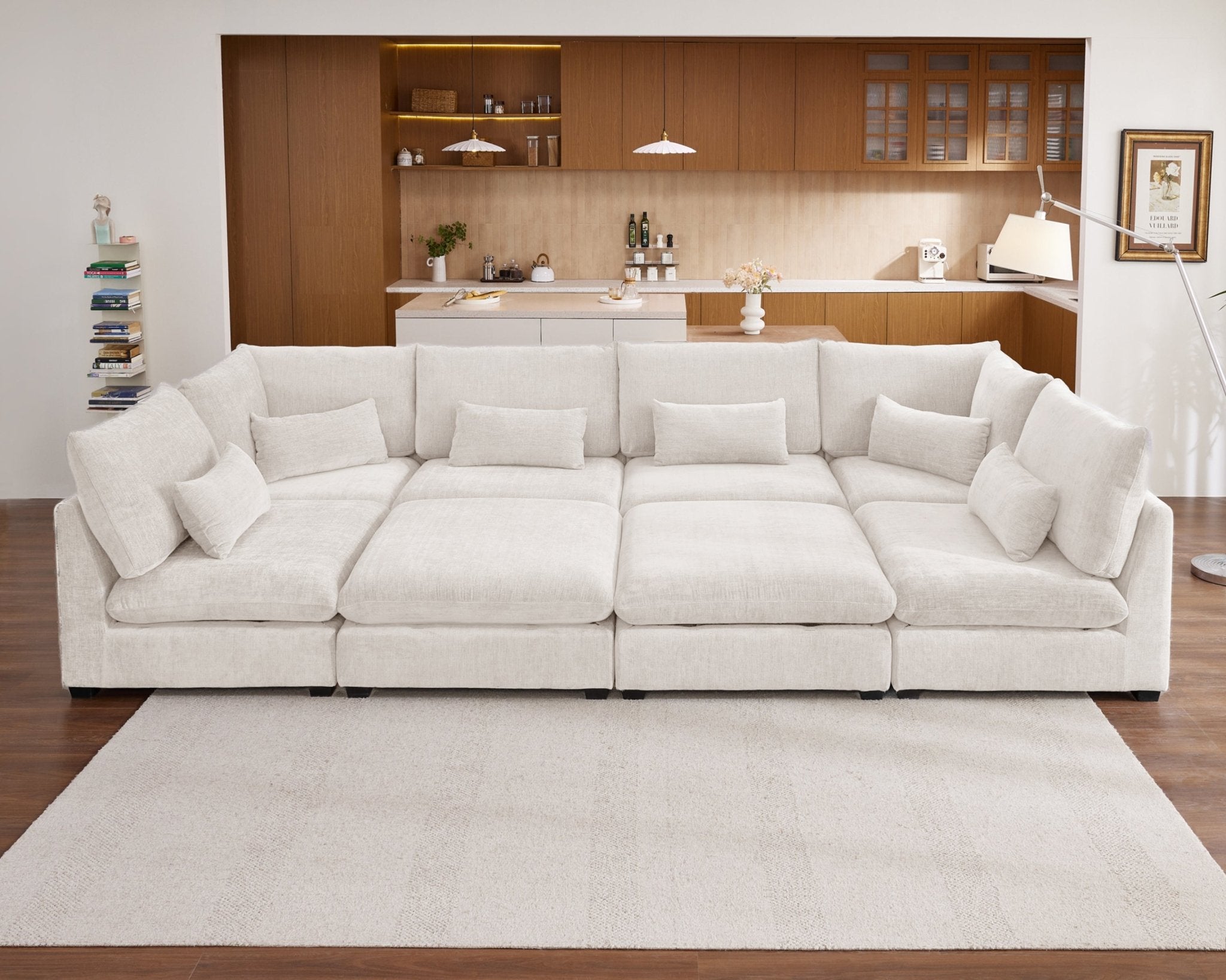 MONARCA Chenille 4 Seats with 4 Ottomans