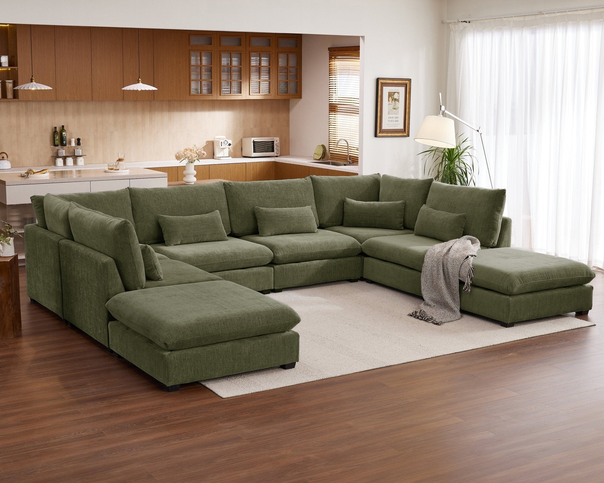 MONARCA Chenille 4 Seats with 4 Ottomans