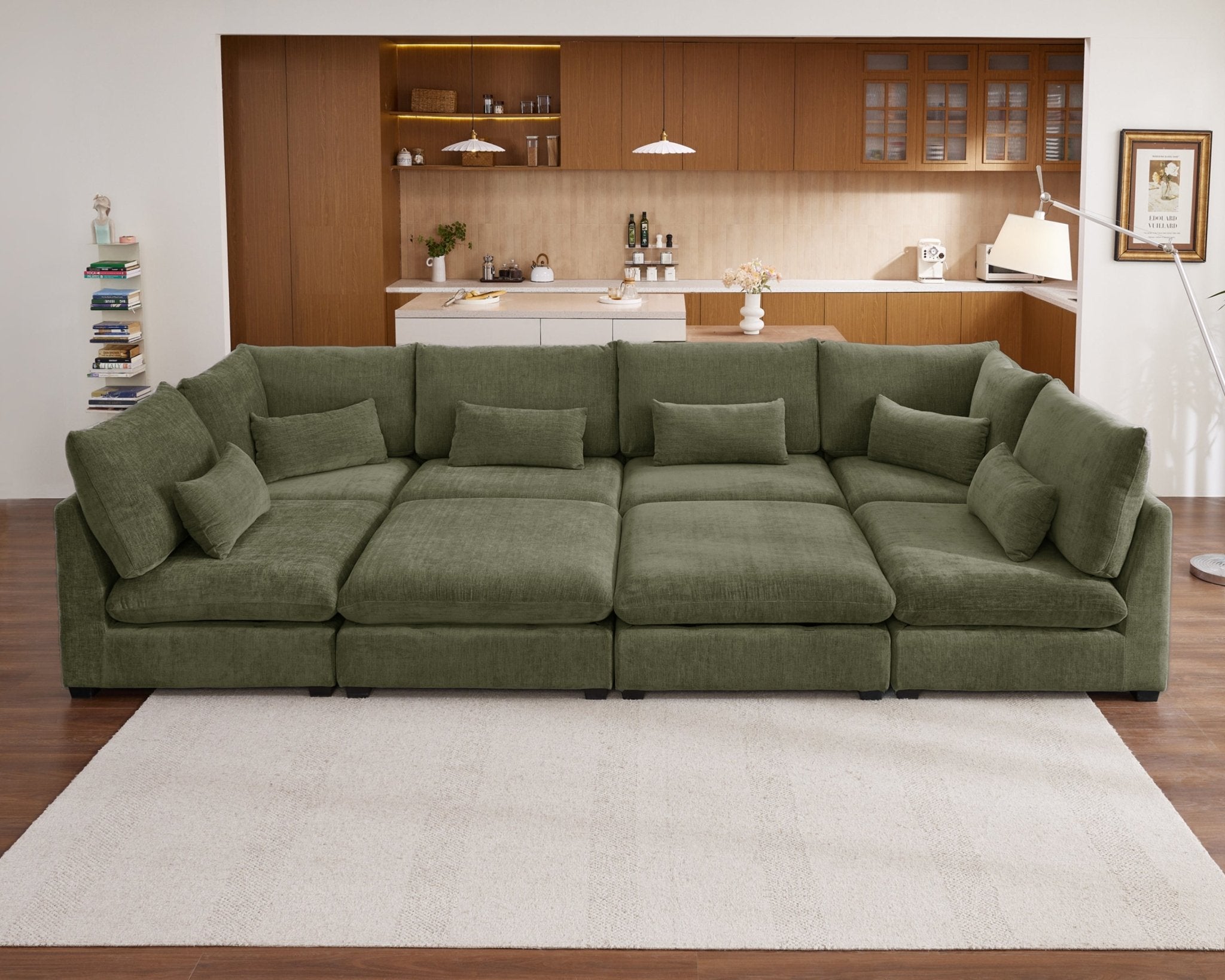 MONARCA Chenille 4 Seats with 4 Ottomans