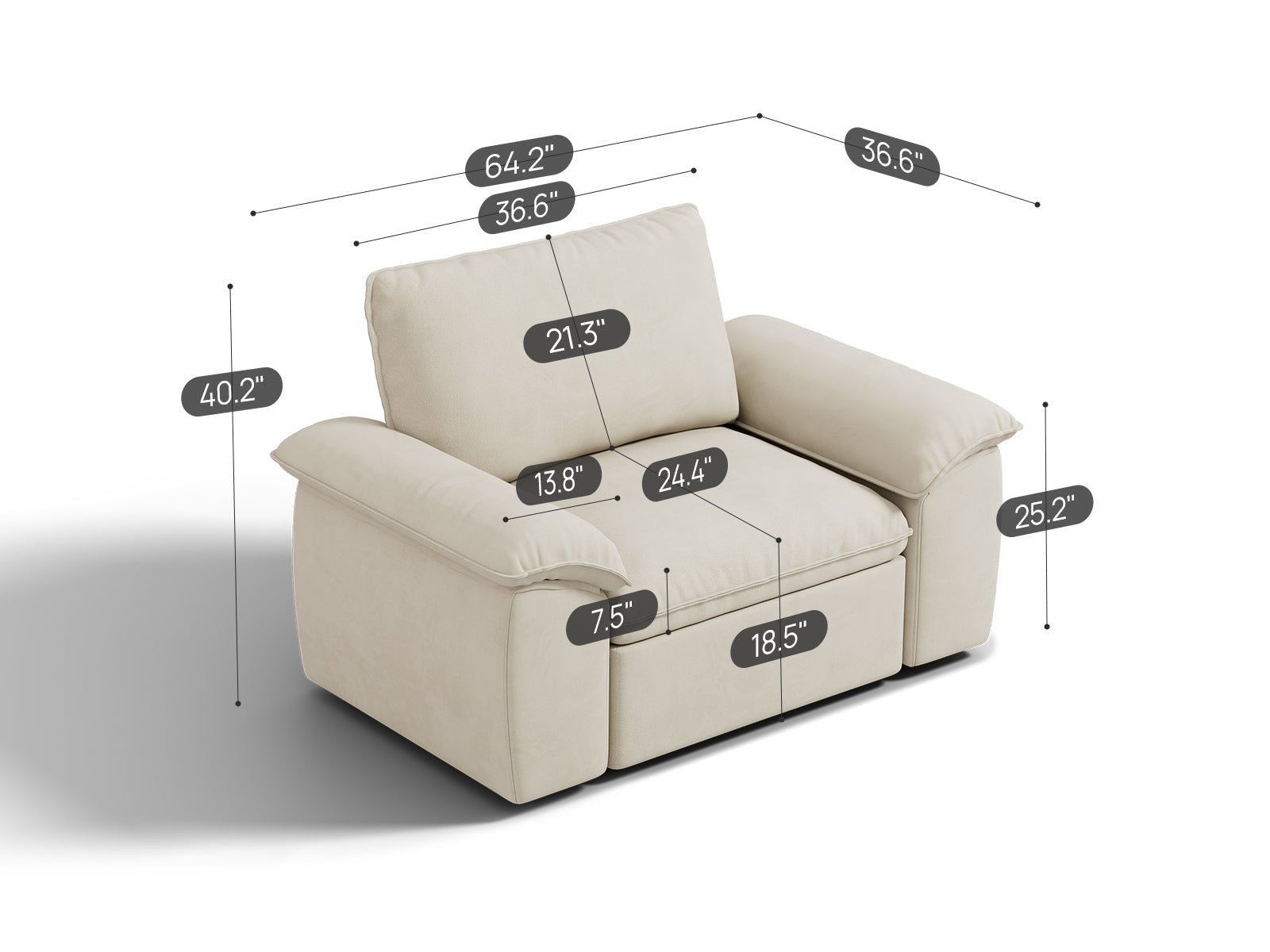 SOMA Origins II 1 Seat Armchair, with Nap Armrests