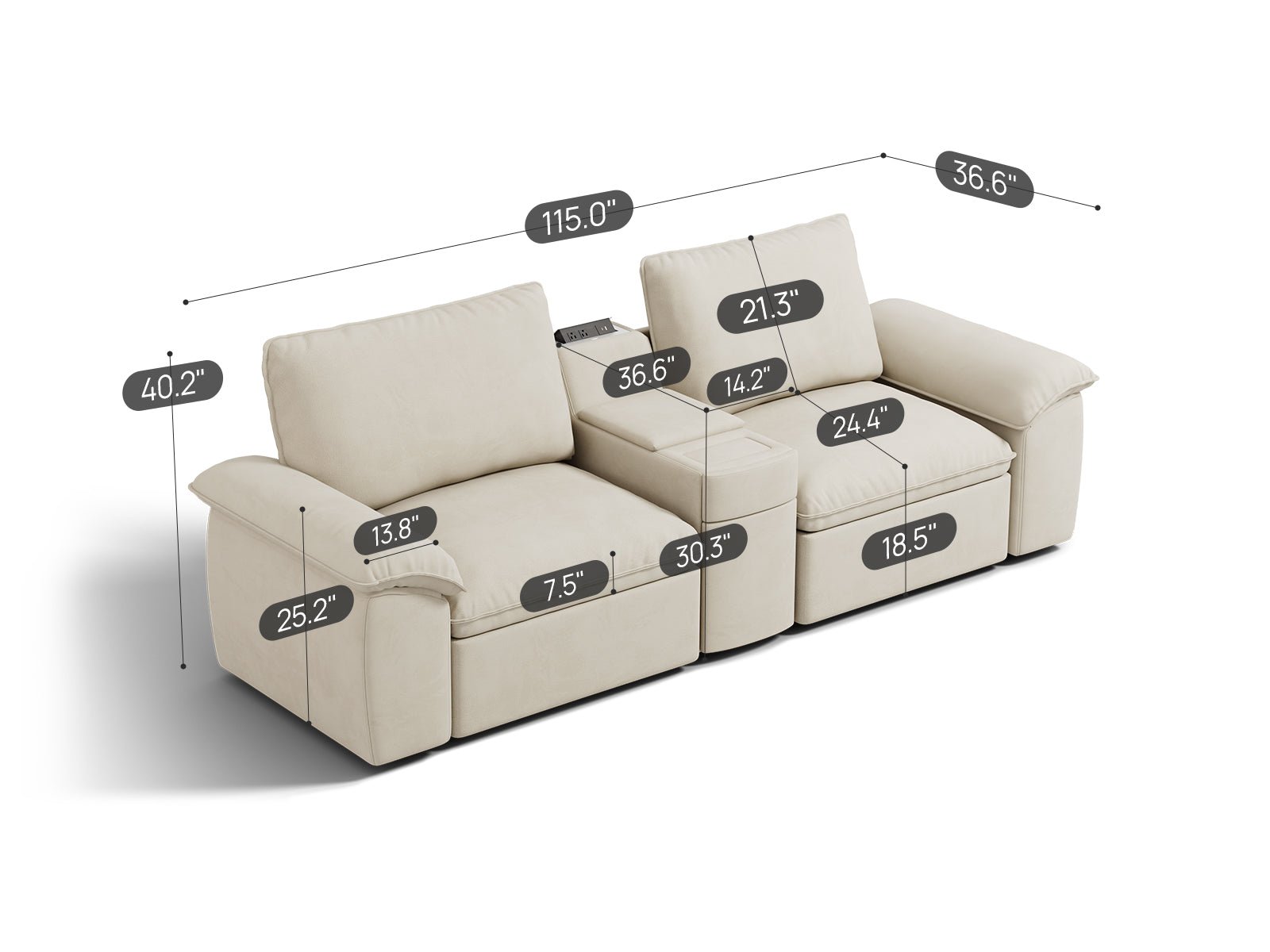 SOMA Motion I 2 Seat, with Nap Armrests & Console