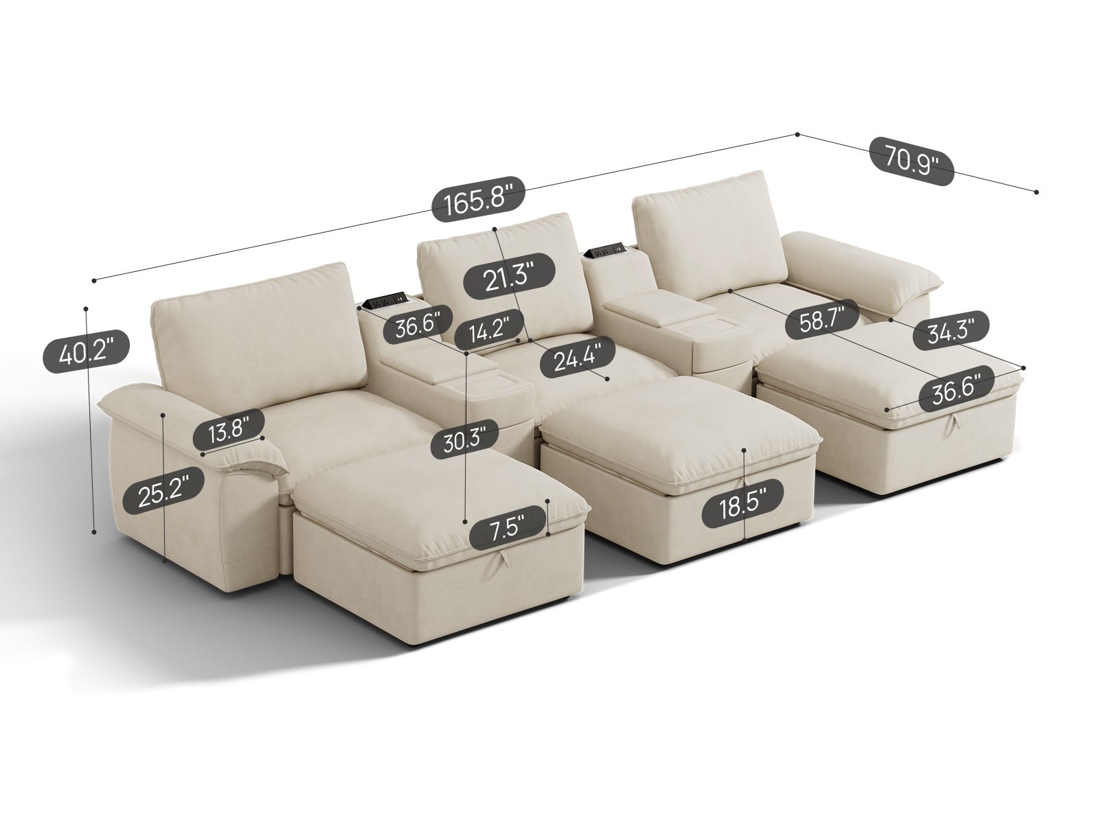 SOMA Motion I 6 Seat , with Nap Armrests & 2 Consoles