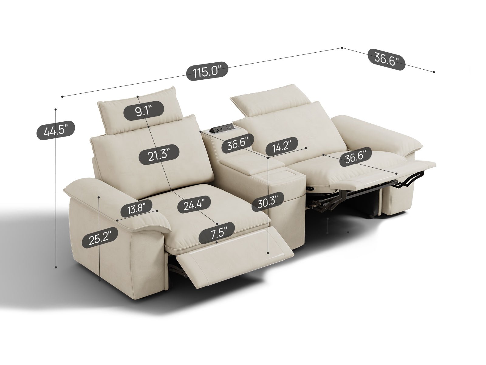 SOMA Prestige 2 Seat Recliner, with Console | Nap Armrests